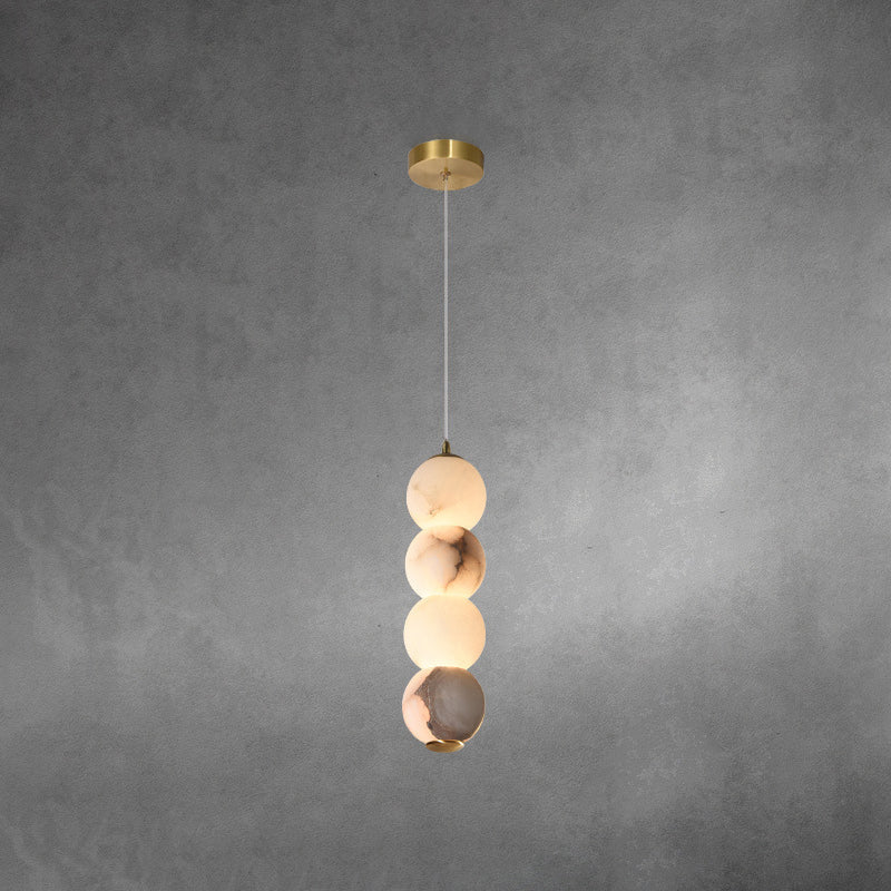 Elore Modern Minimalist Pearl Alabaster Pendant Light - Lamp Copper