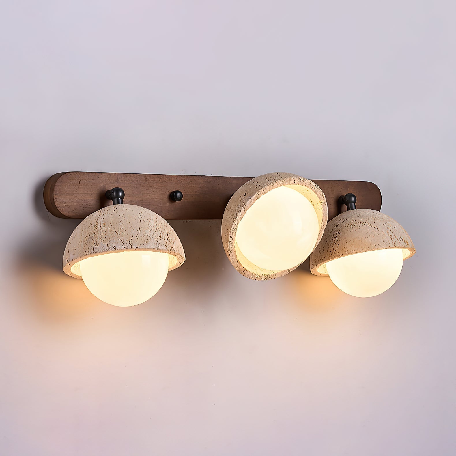 Vodora Modern Minimalist Wood Travertine Wall Sconce Wall Lamp - Lamp Copper