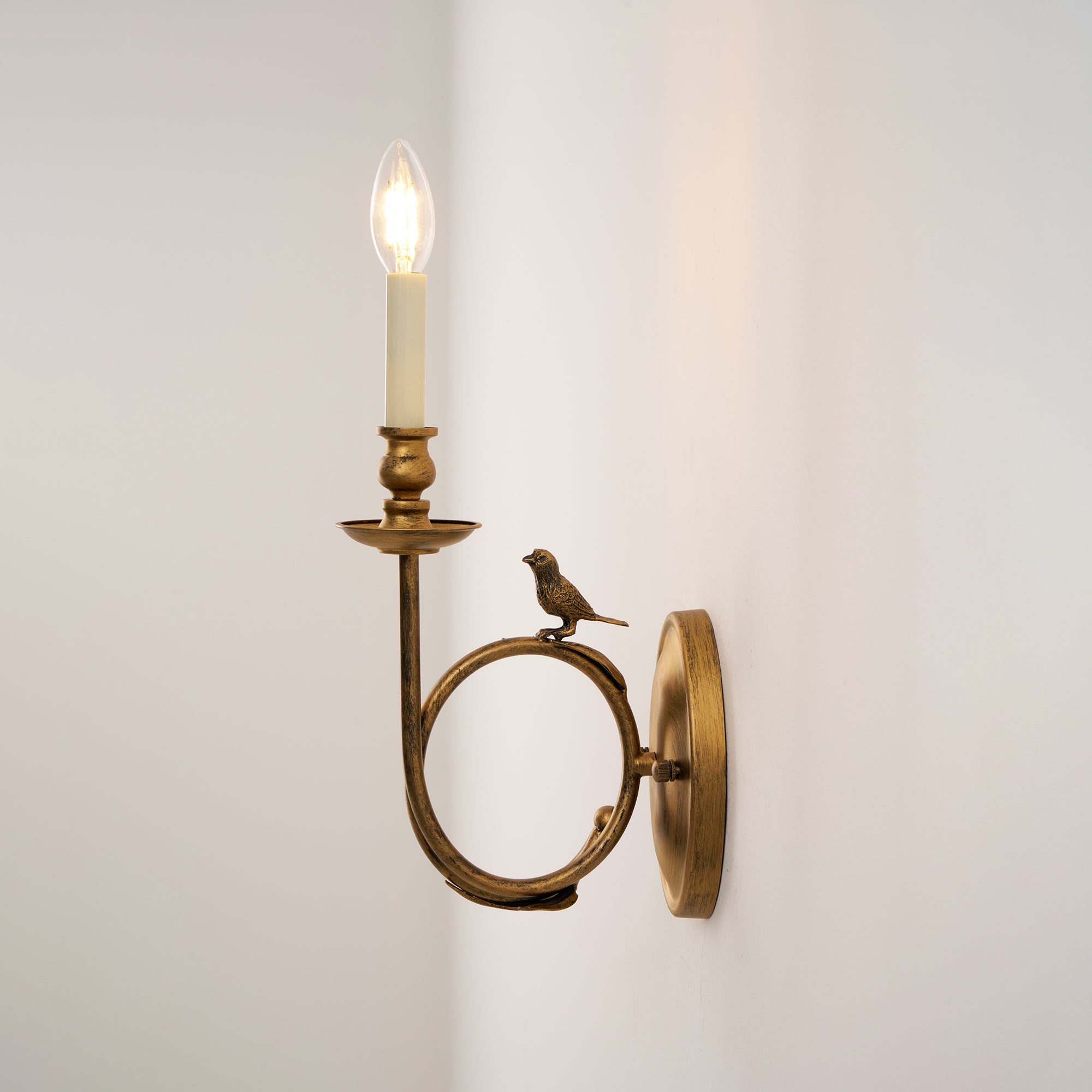 Utheara Vintage Industrial Bird Metal Sconce Wall Lamp - Lamp Copper