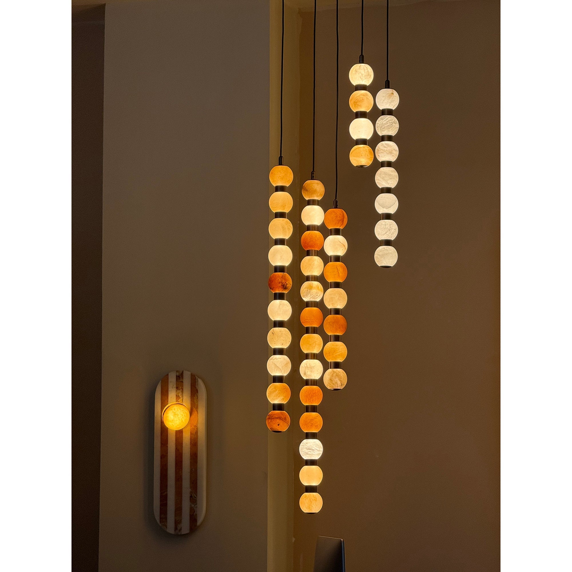 Ulshae Modern Minimalist Art Marble Pendant Lamp - Lamp Copper