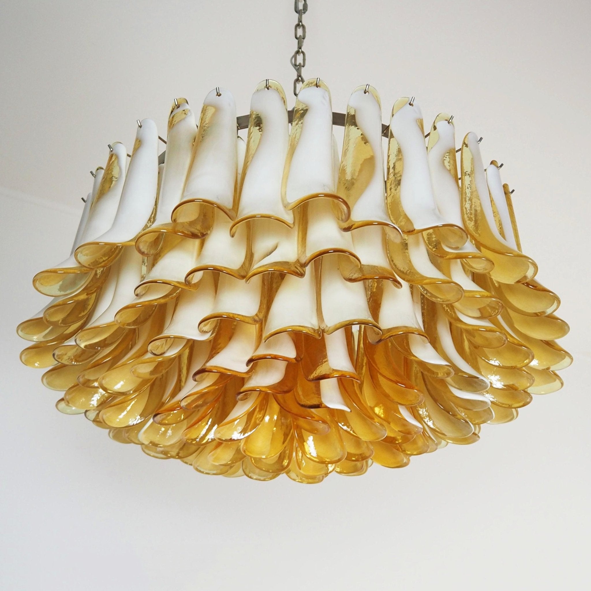 Aurora Chandelier Amber Murano Glass Petal Elegant - Blowlighting