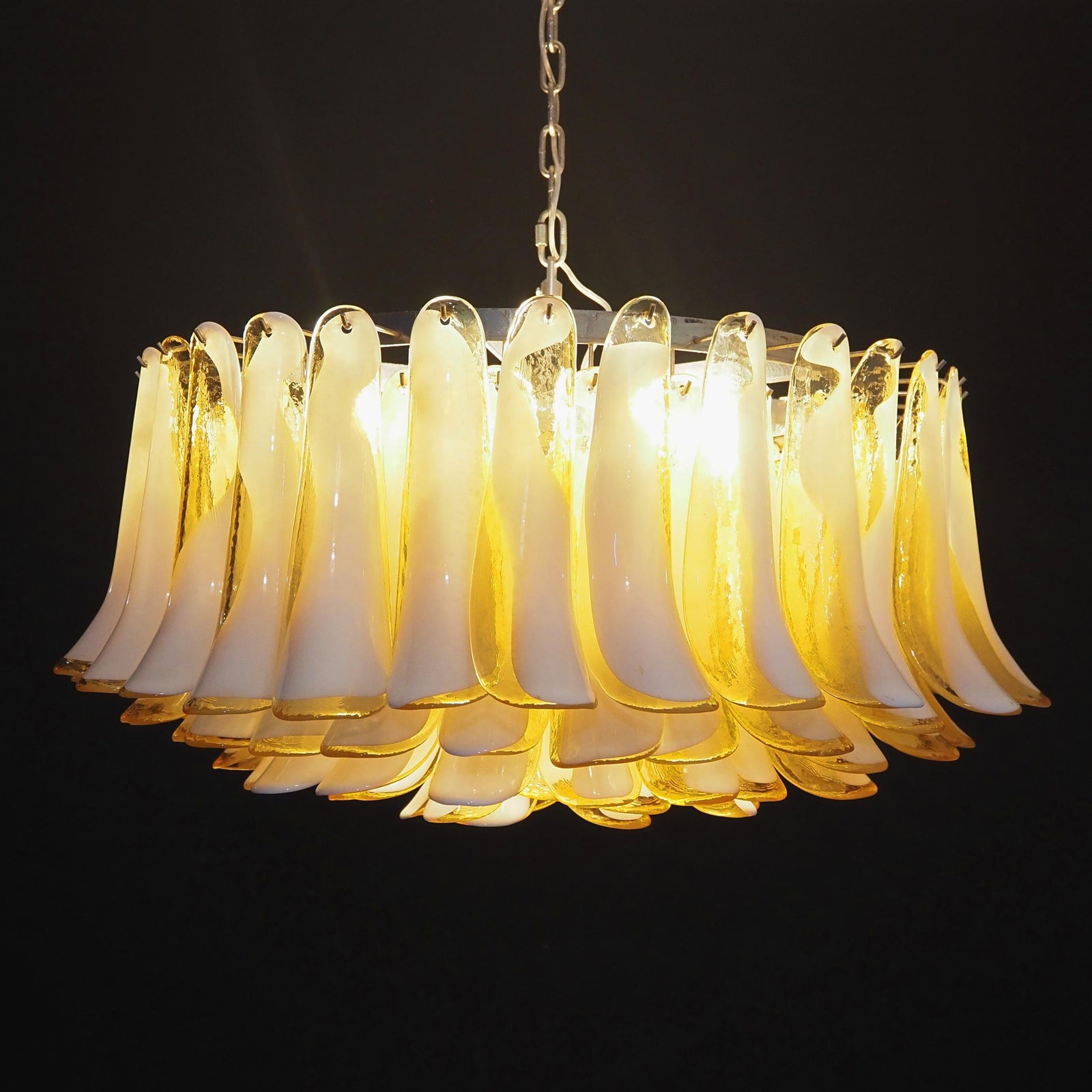 Aurora Chandelier Amber Murano Glass Petal Elegant - Blowlighting
