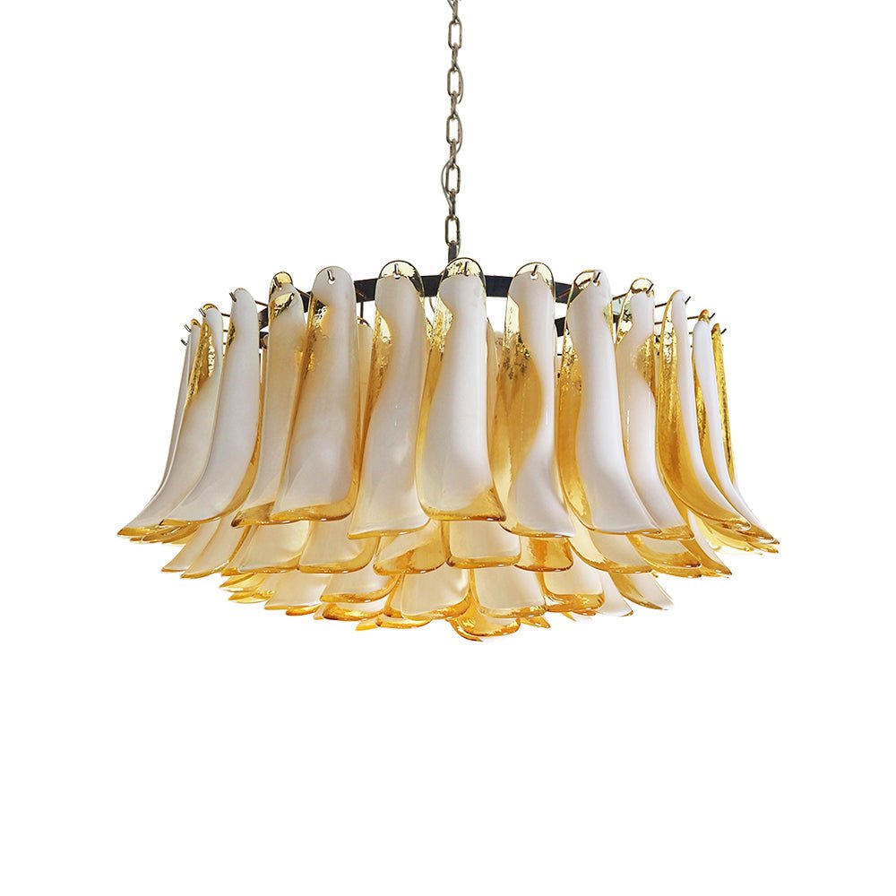 Aurora Chandelier Amber Murano Glass Petal Elegant - Blowlighting