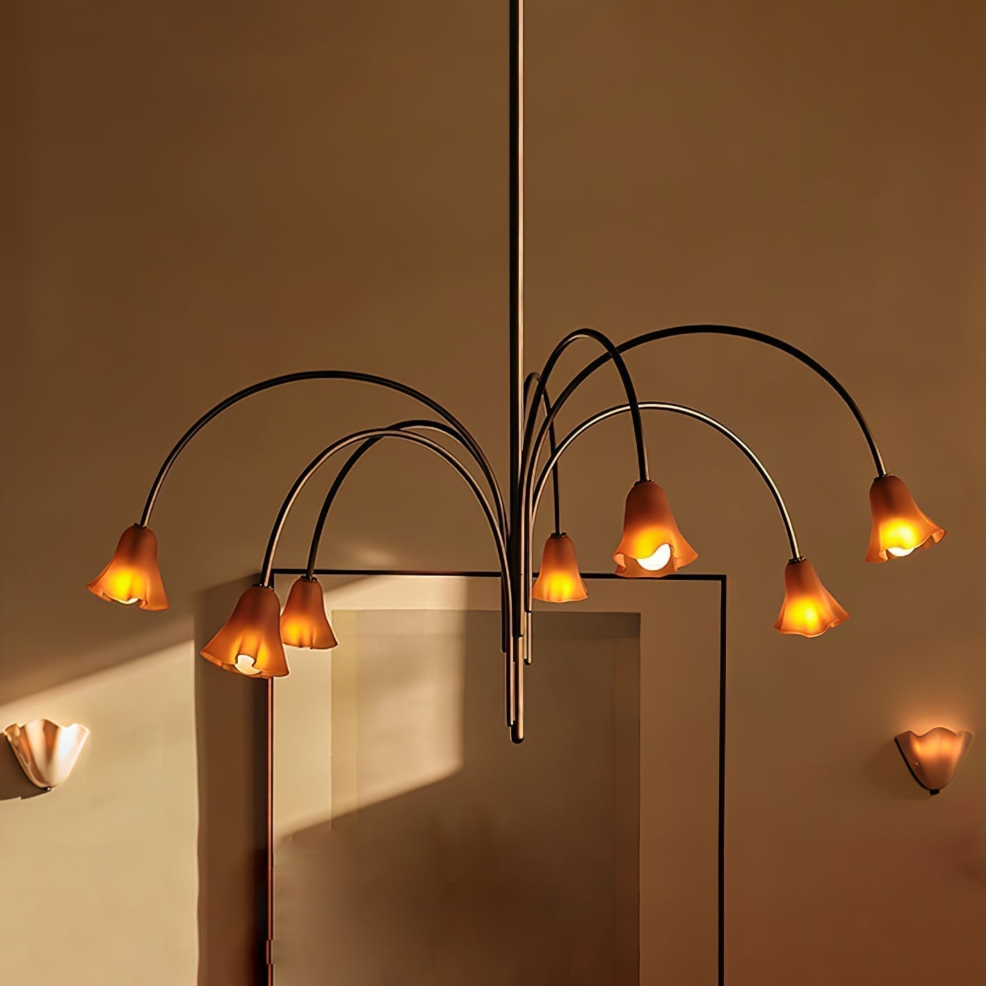 Aurora Chandelier Blossom Petal Glass Arms - Neutralighting