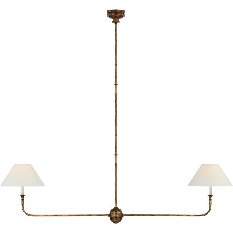 Aera Modern Minimalist Linear Antique Brass Fabric Chandelier - Lamp Copper