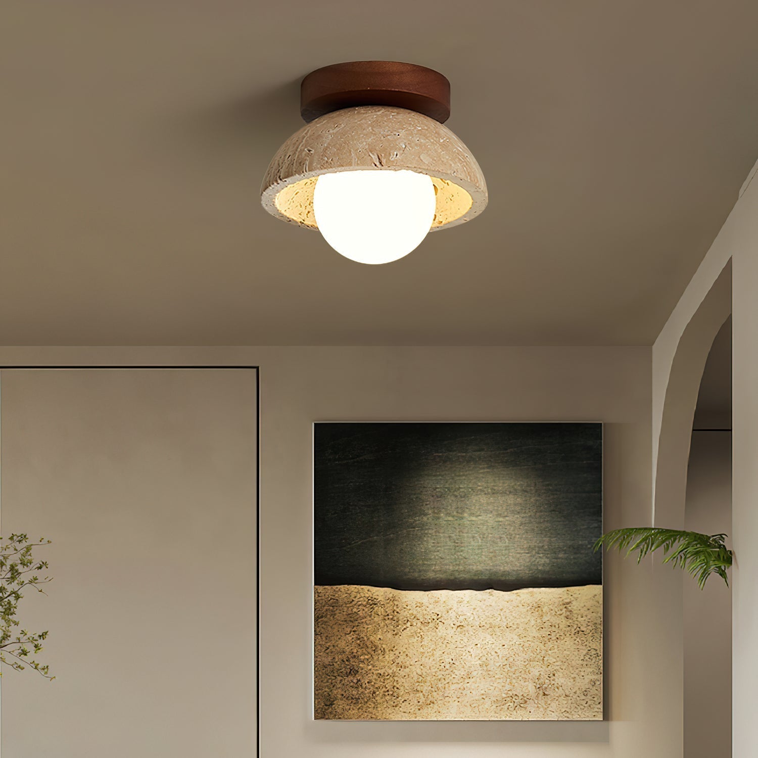 Ritta Plafoniera Minimalista in Travertino