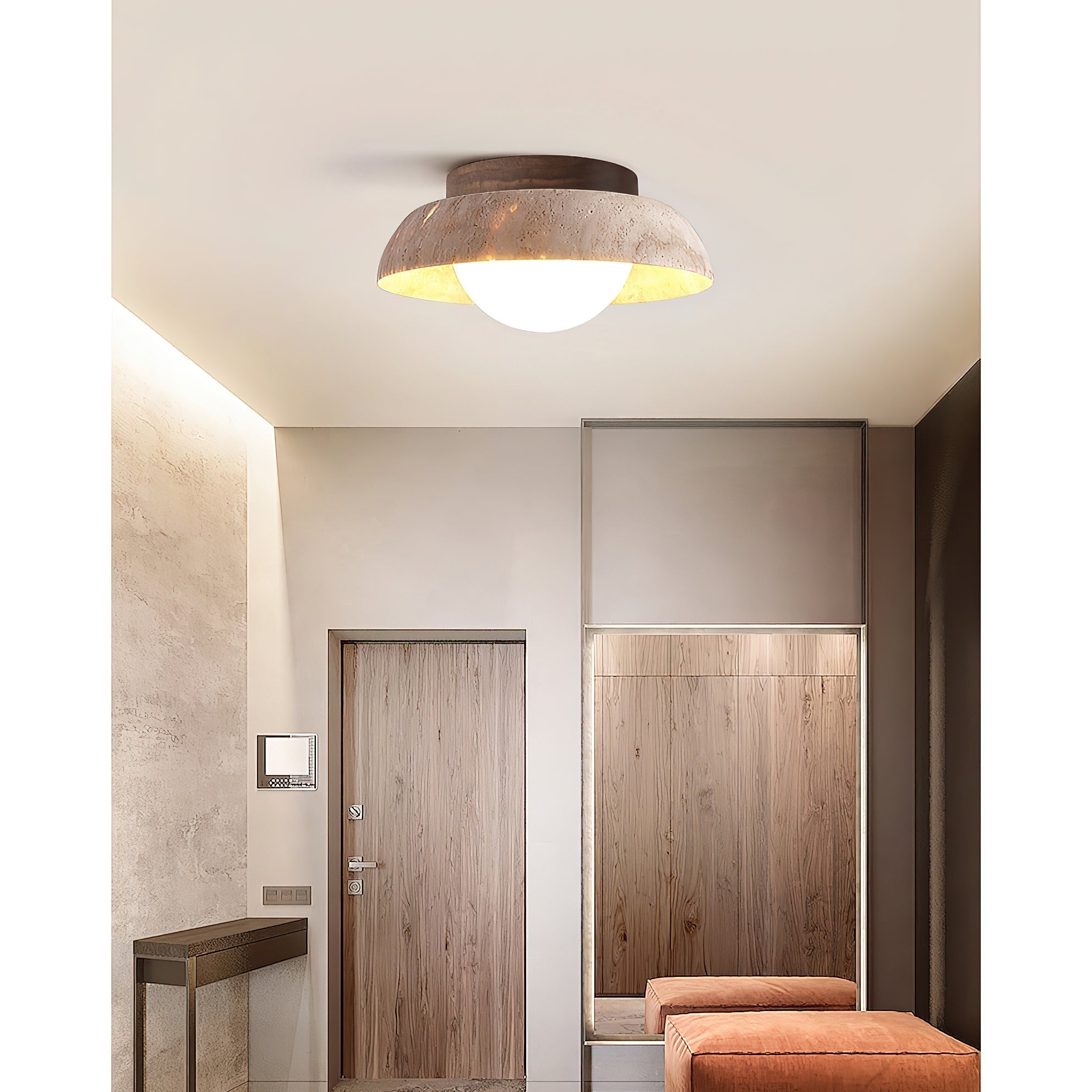 Cuvela Modern Minimalist Travertine Ceiling Lamp - Lamp Copper