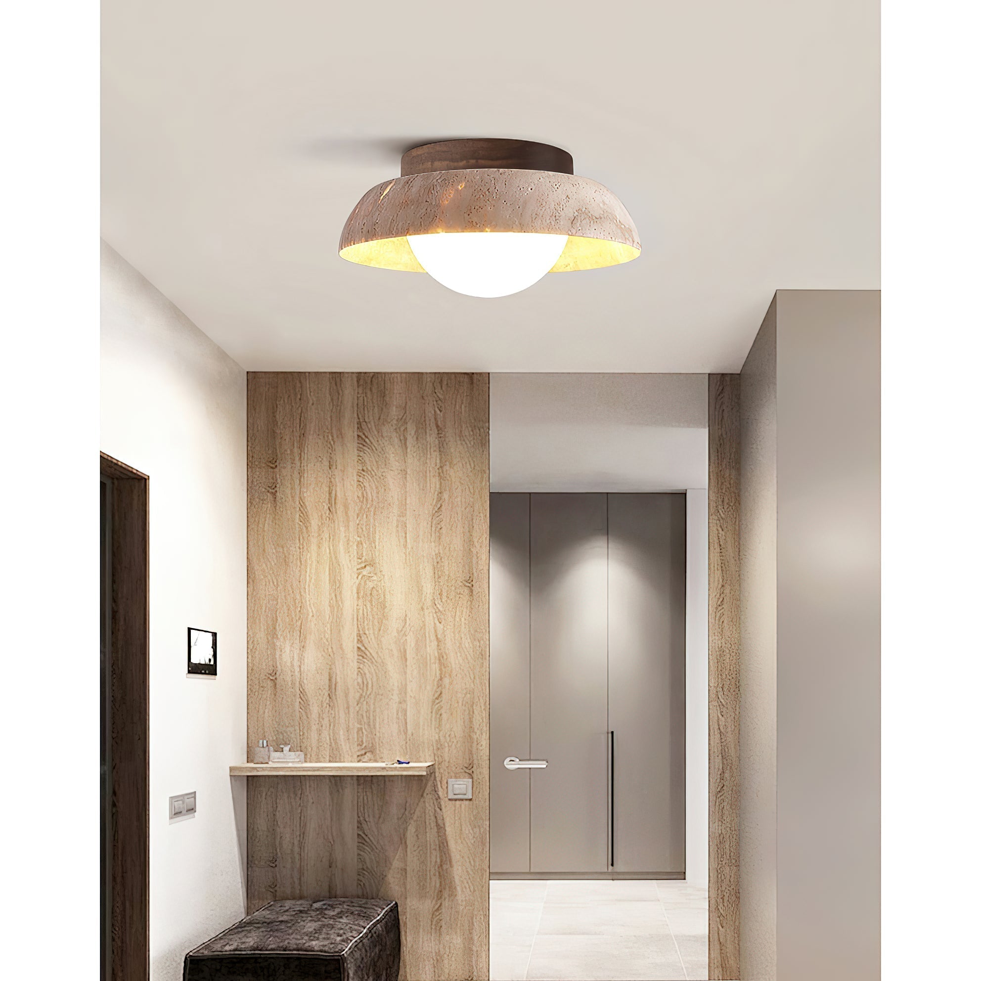 Cuvela Modern Minimalist Travertine Ceiling Lamp - Lamp Copper
