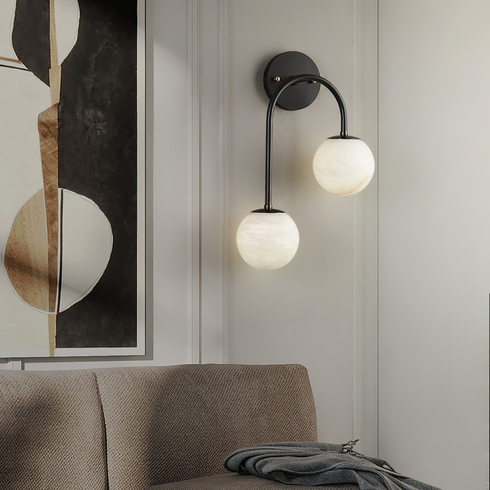 Elthaila Modern Minimalist Brass Alabaster Wall Lamp - Lamp Copper