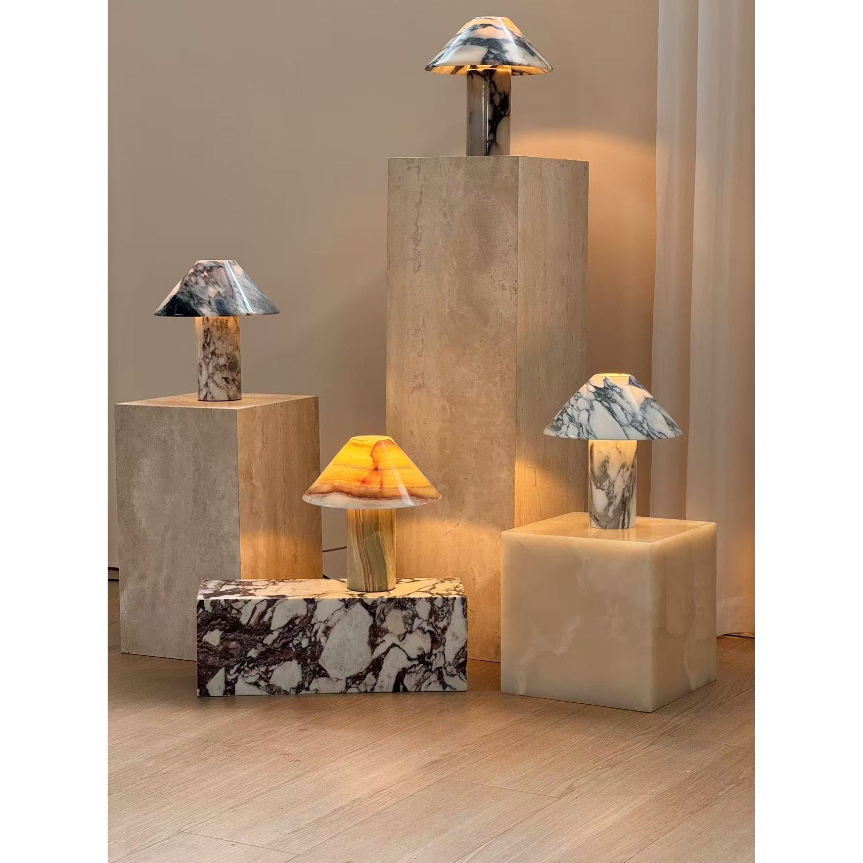 Pillar Stone Table Lamp - Lamp Copper