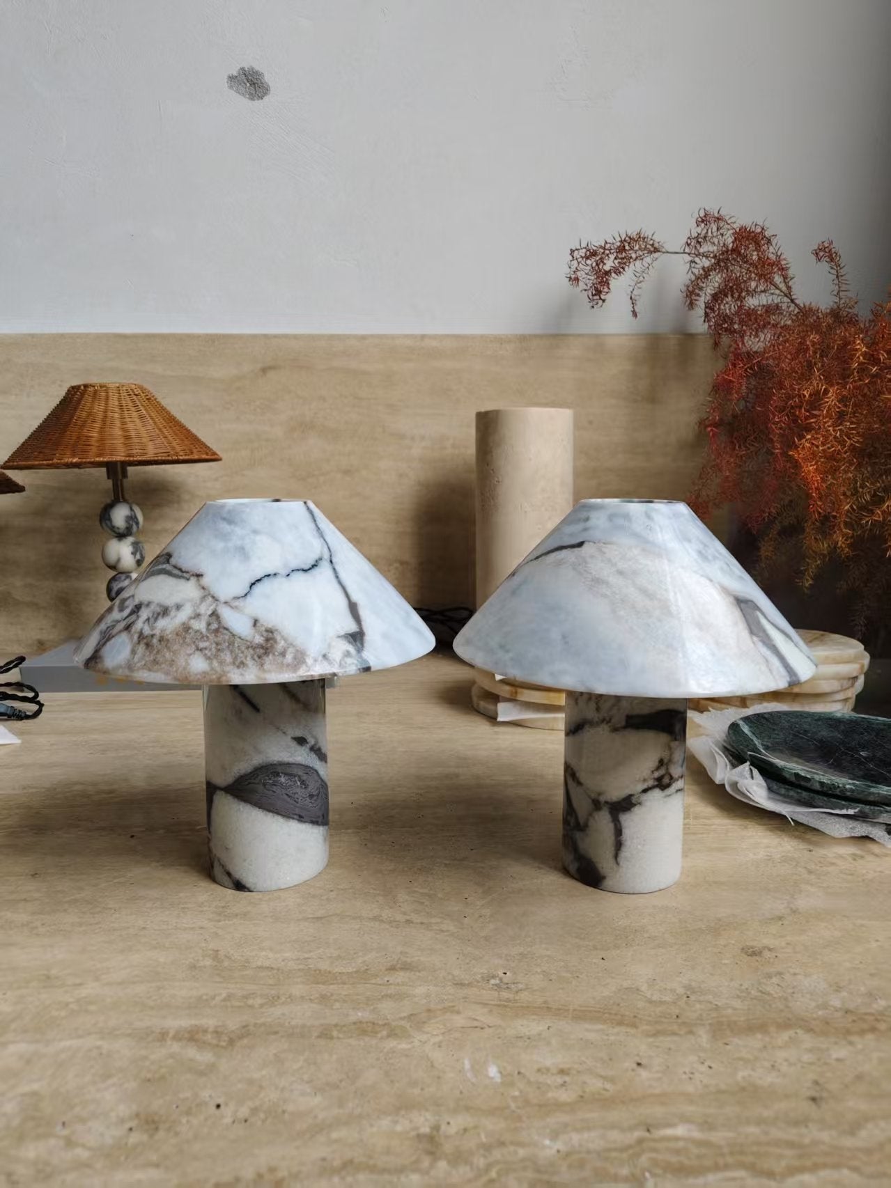 Pillar Stone Table Lamp - Lamp Copper