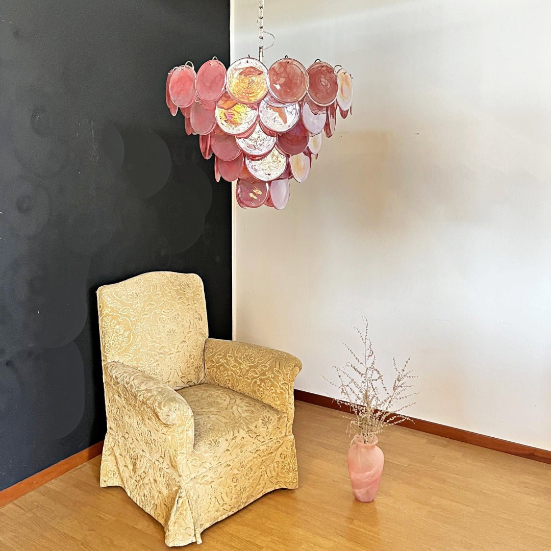 Aurora Chandelier Pink Murano Disc Layered - Neutralighting
