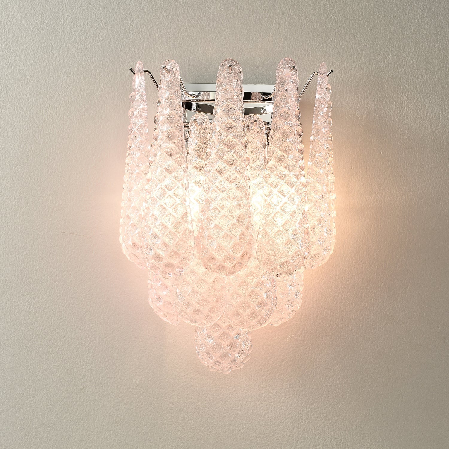 Aurora Wall Sconce Pink Waffle Glass Modern - Neutralighting