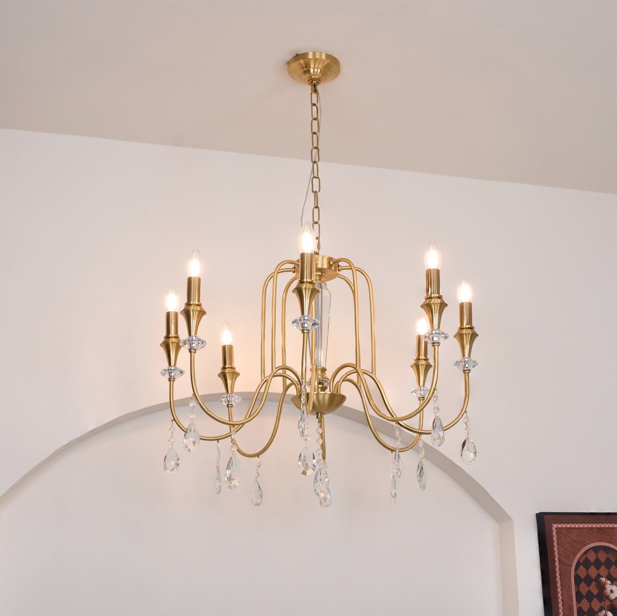 Ercararis Vintage Industrial Brass Crystal Chandelier - Lamp Copper