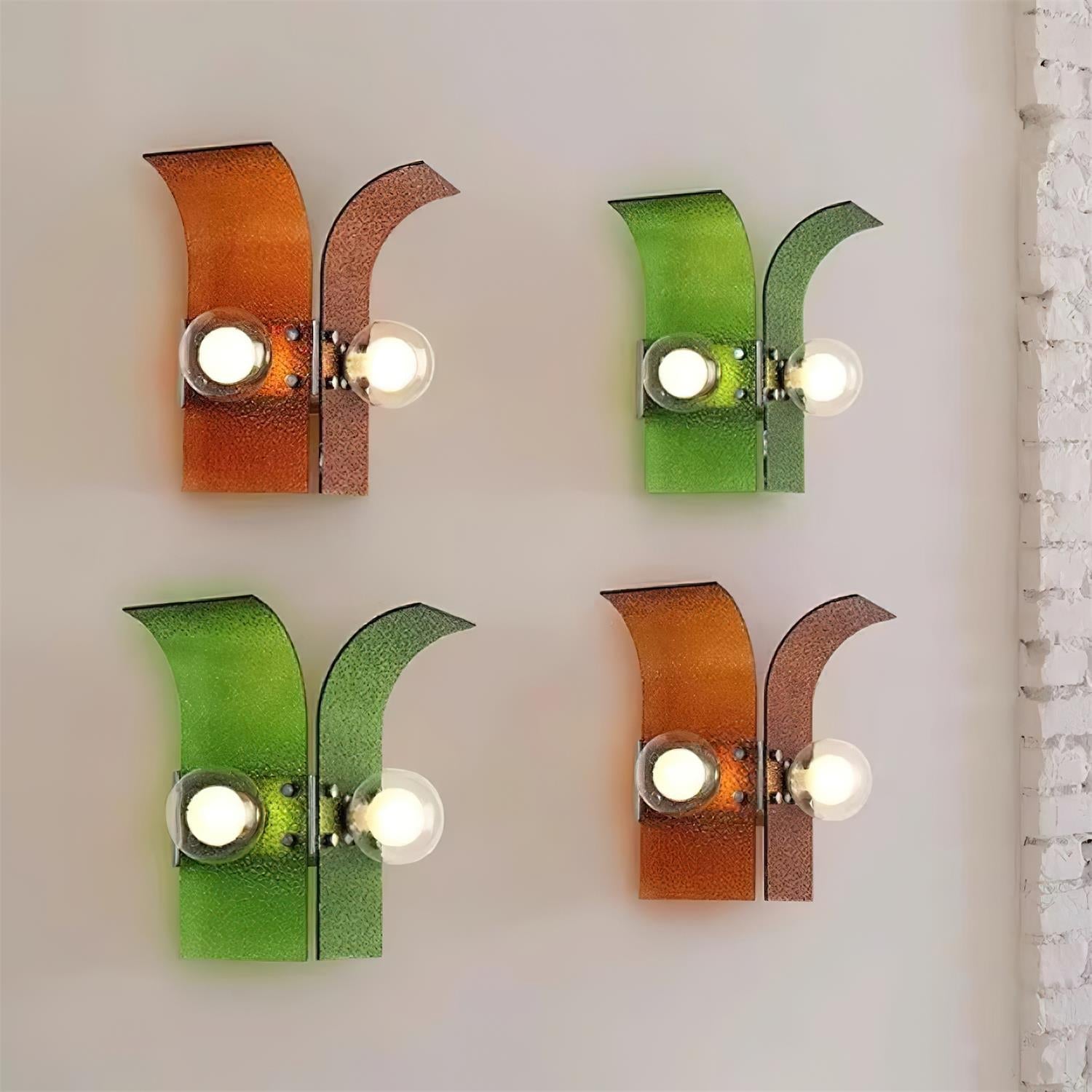 Wall Light Textured Glass Panels Dual Globes - Letslighting