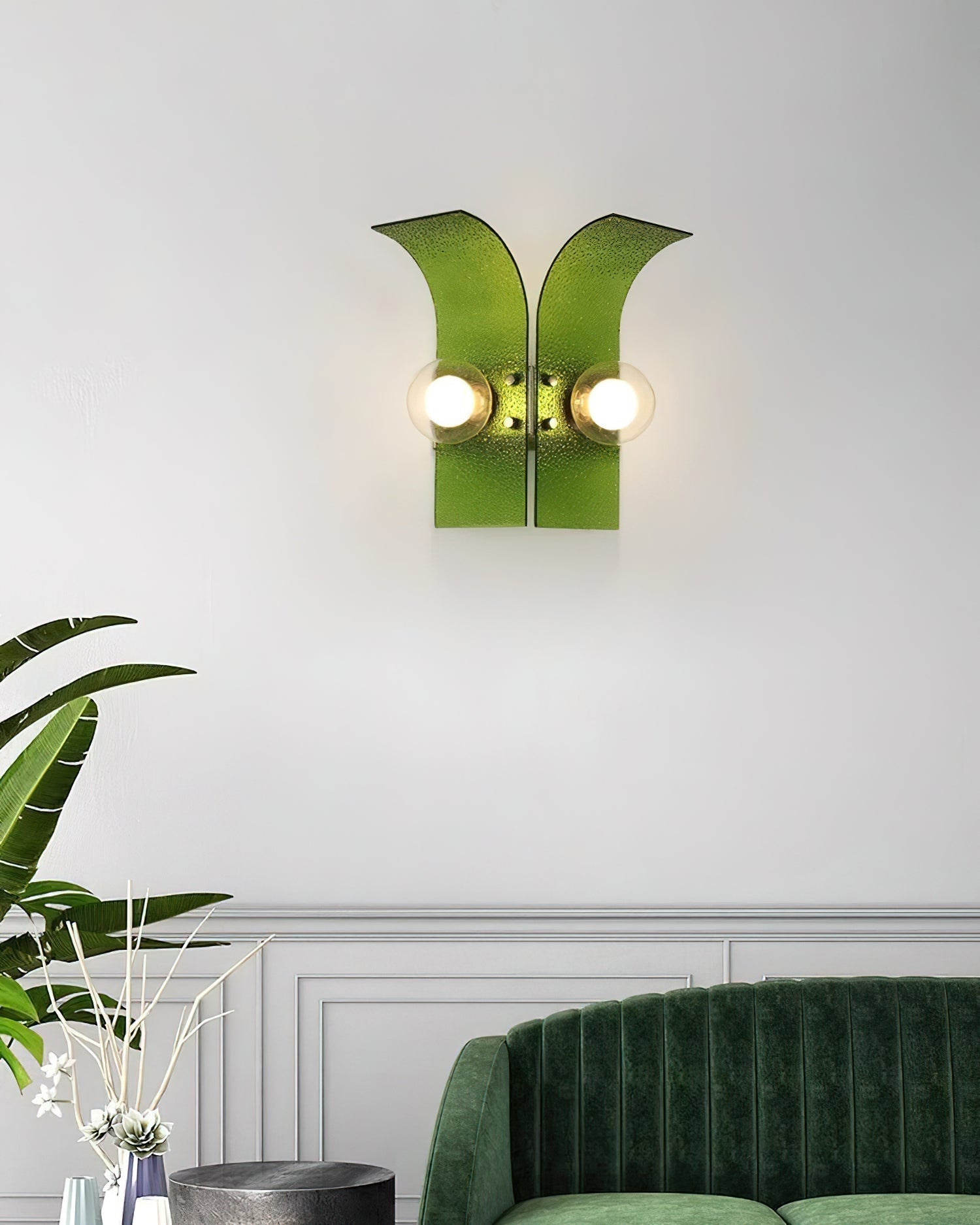 Wall Light Textured Glass Panels Dual Globes - Letslighting