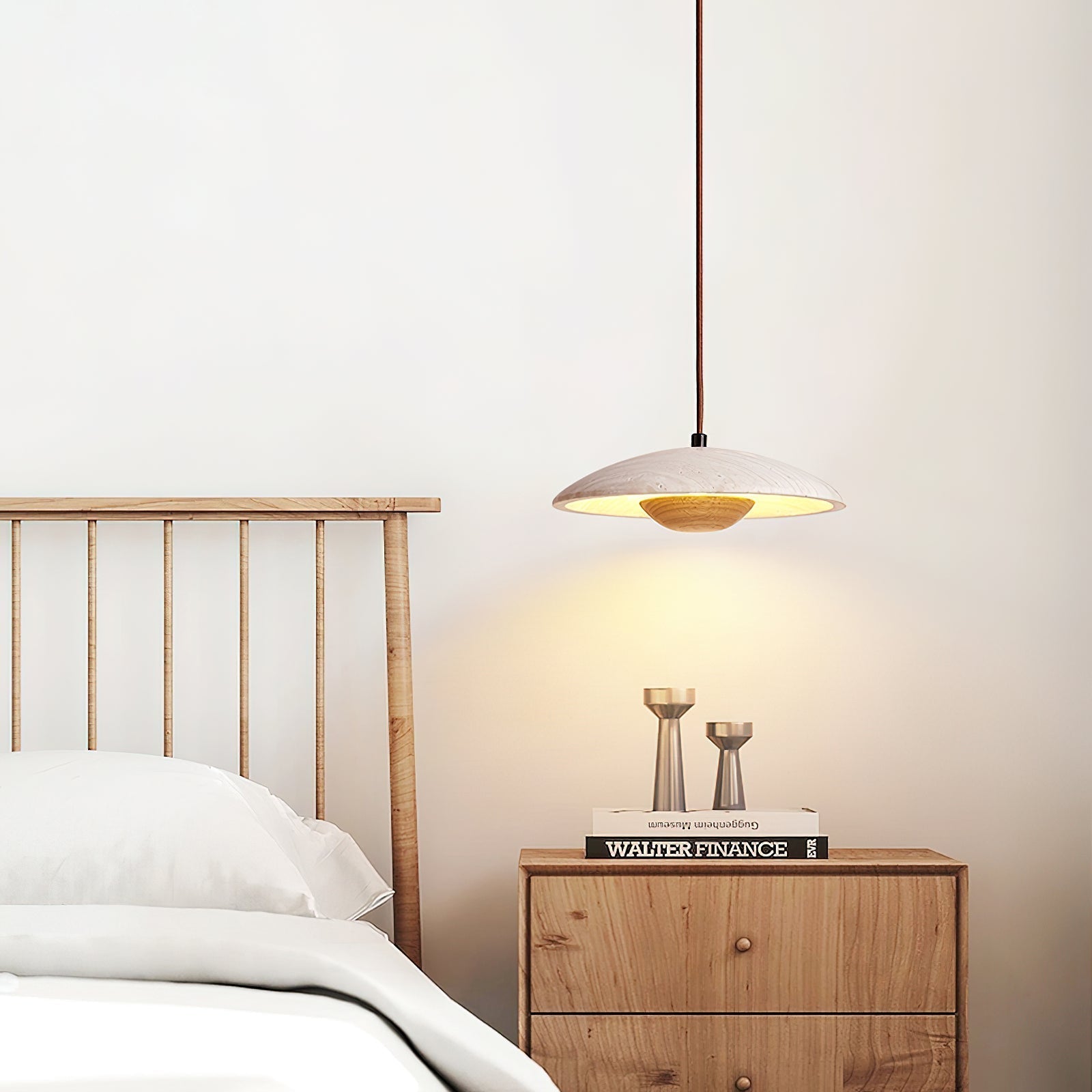 Zodore Wide-Brim Travertine Pendant Light - Neutralighting