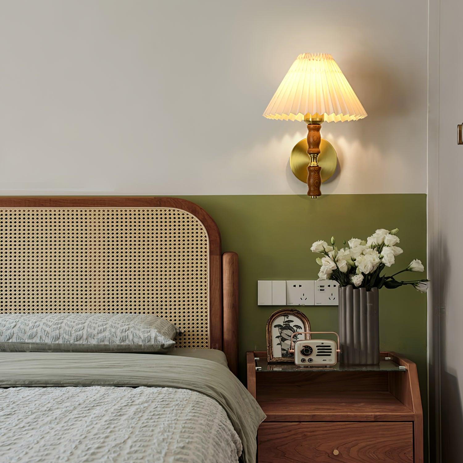 Pleated Walnut Wall Light - Blowlighting