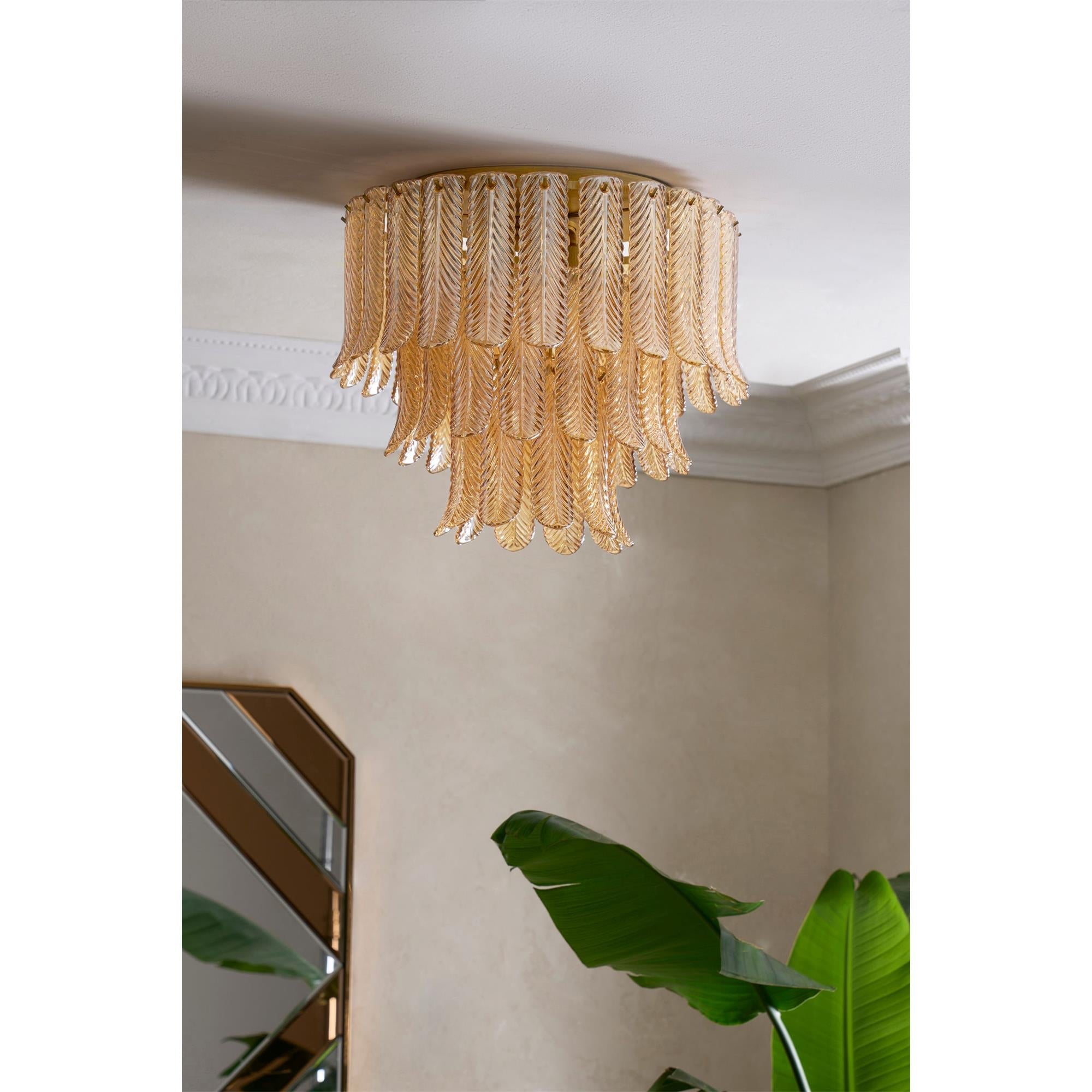 Vosolara Postmodern Luxury Brass Glass Ceiling Light - Lamp Copper
