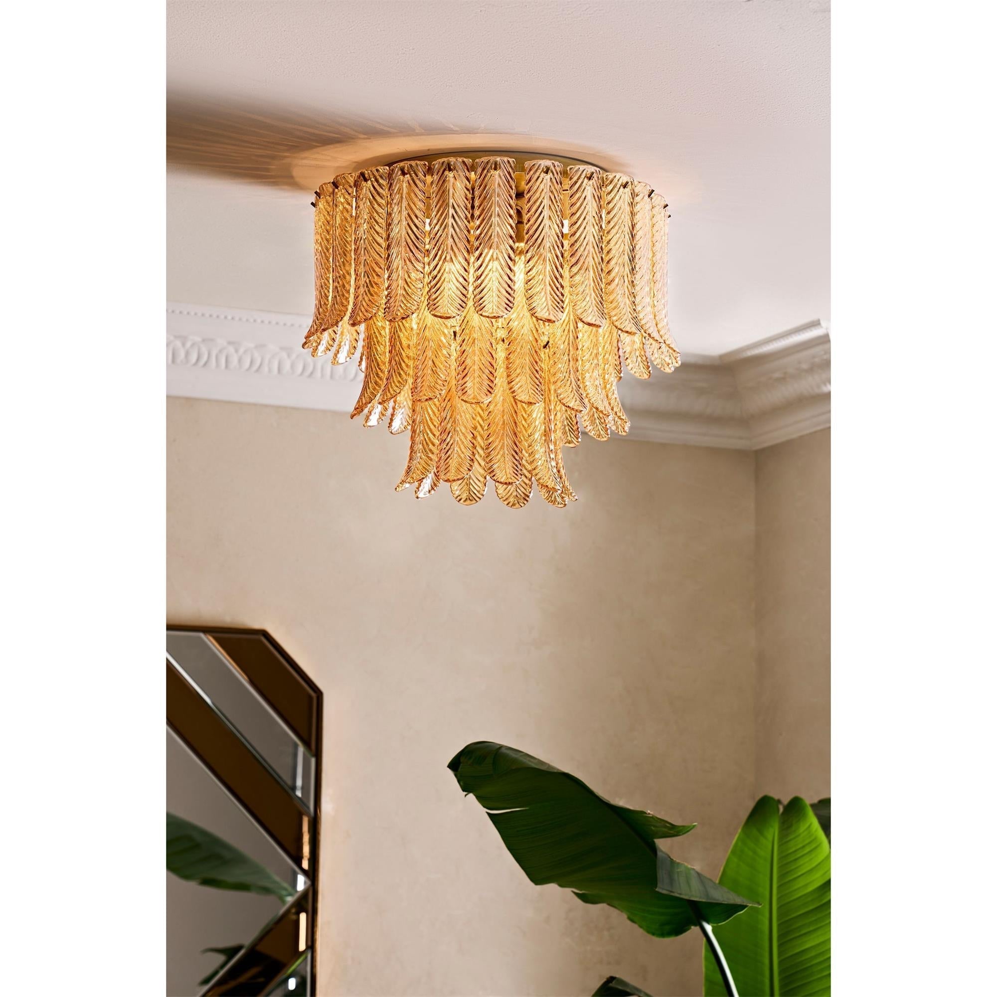 Vosolara Postmodern Luxury Brass Glass Ceiling Light - Lamp Copper
