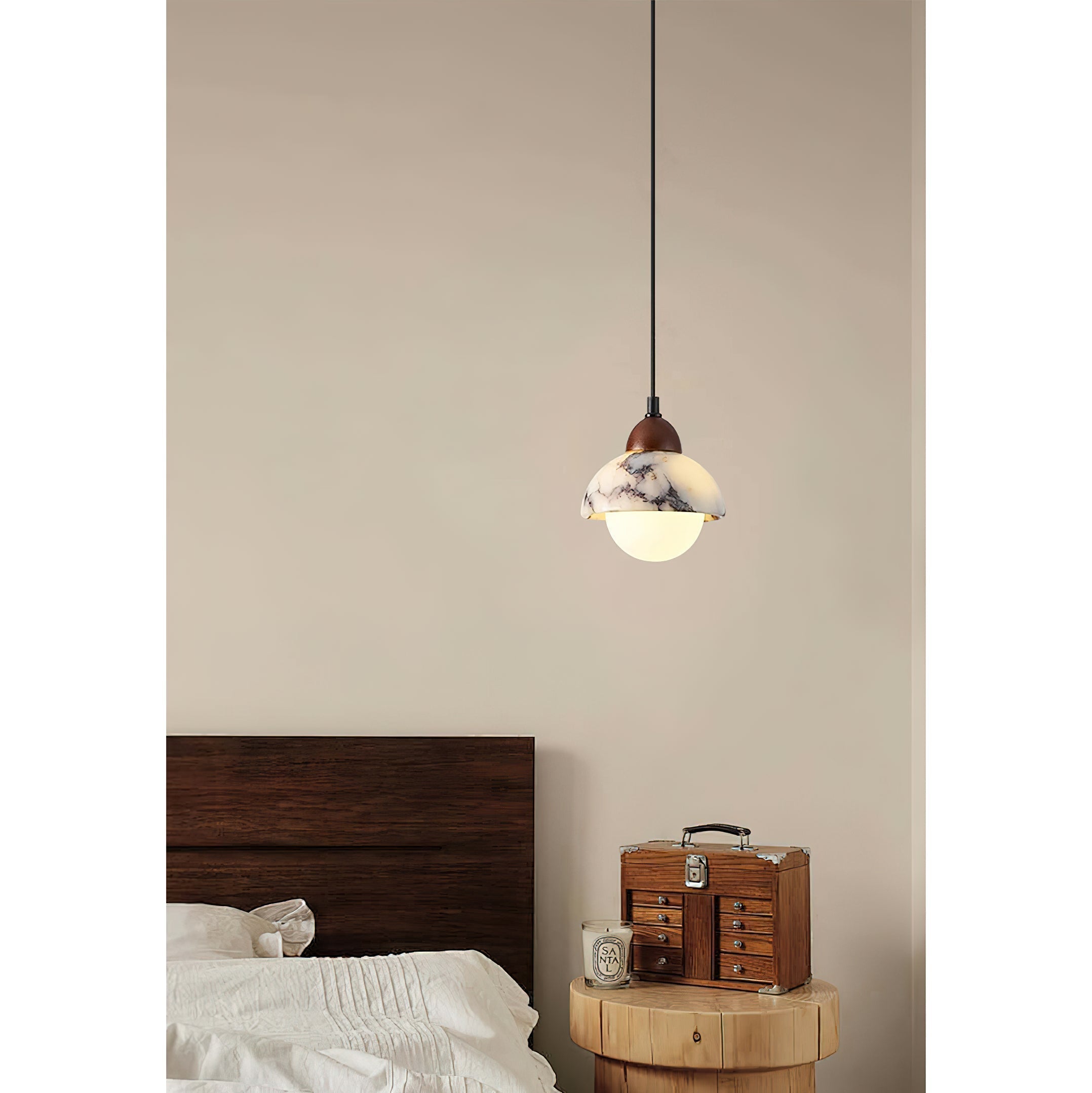 Vilaeisra Modern Minimalist Wooden Marble Pendant Lamp - Lamp Copper