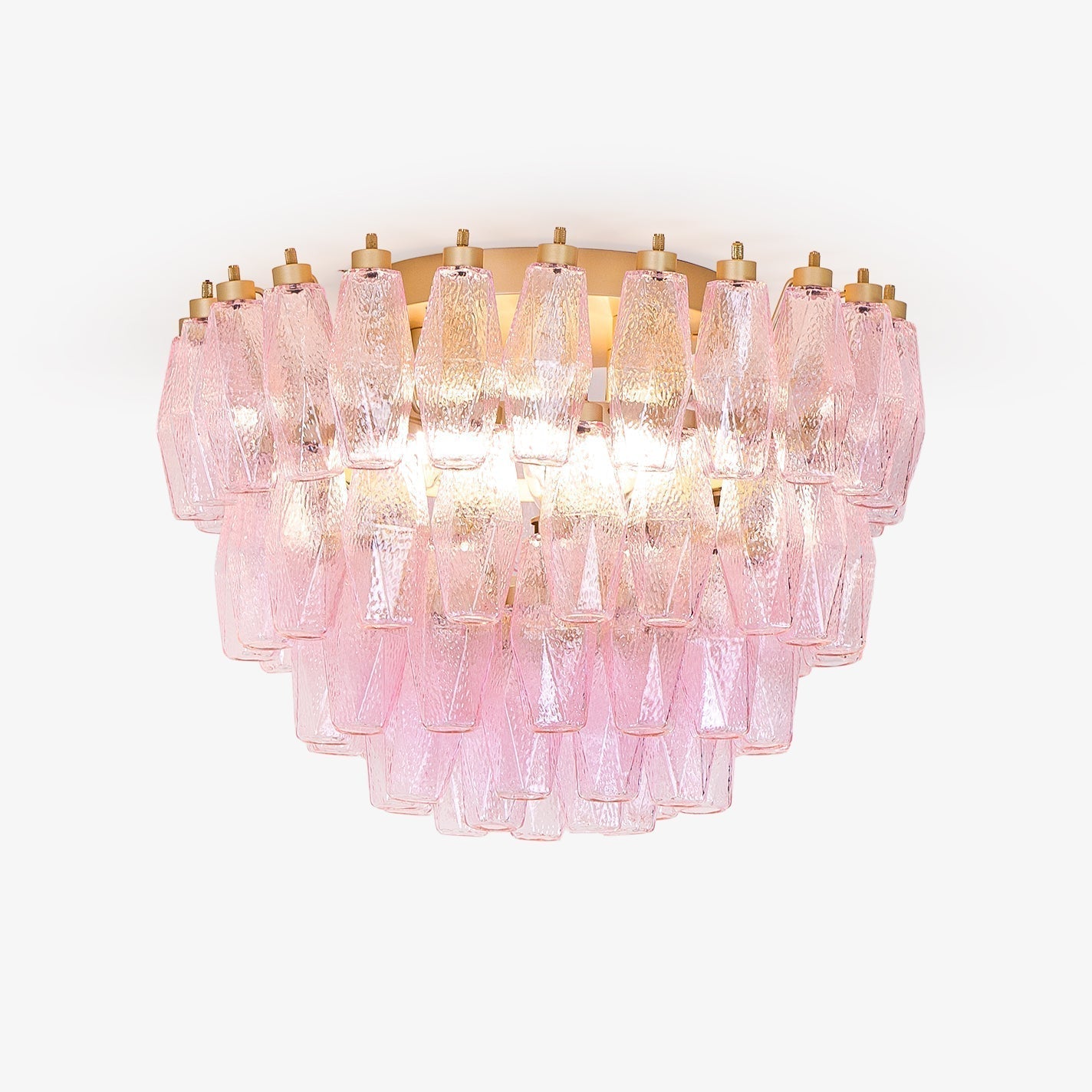 Aurora Ceiling Lamp Poliedri Pink Murano Glass Layered Flush Mount - Neutralighting