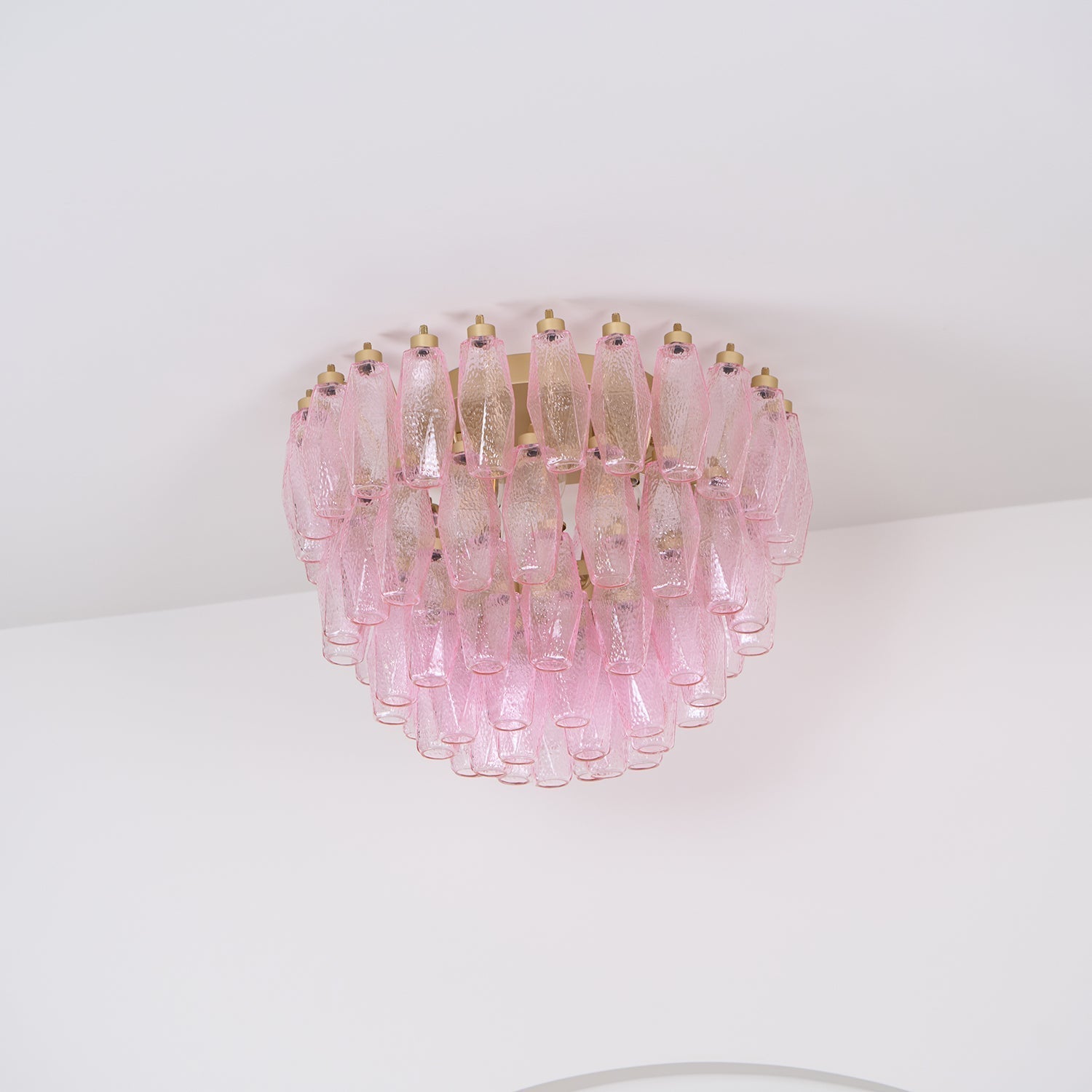 Aurora Ceiling Lamp Poliedri Pink Murano Glass Layered Flush Mount - Neutralighting
