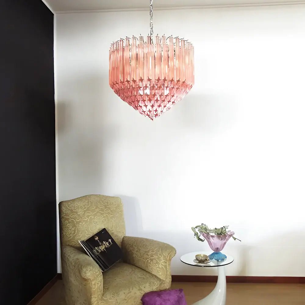 Aurora Chandelier Pink Glass Prisms Geometric - Neutralighting