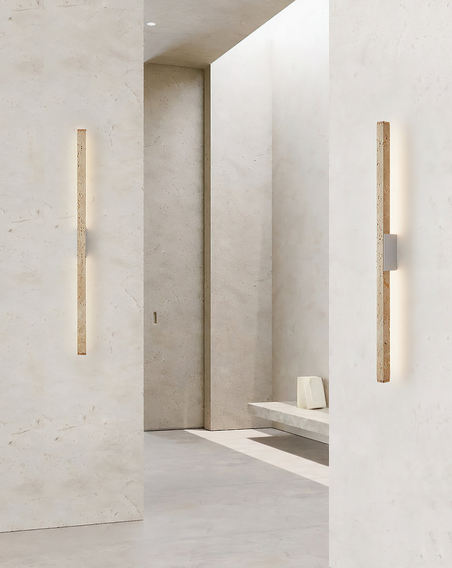 Vivyna Modern Minimalist Travertine Wall Lamp - Lamp Copper