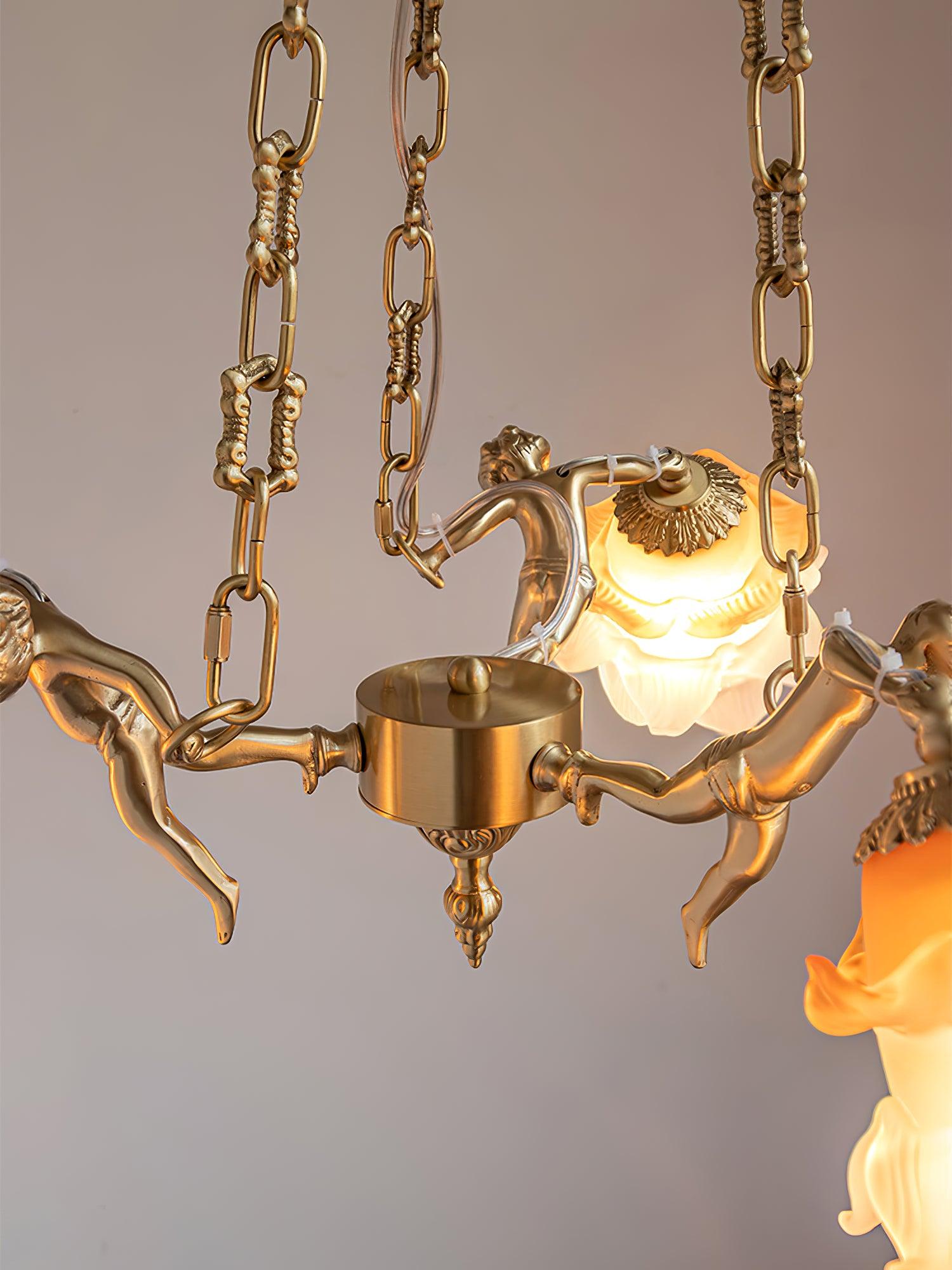 Putti Statuettes Brass Suspension - Blowlighting