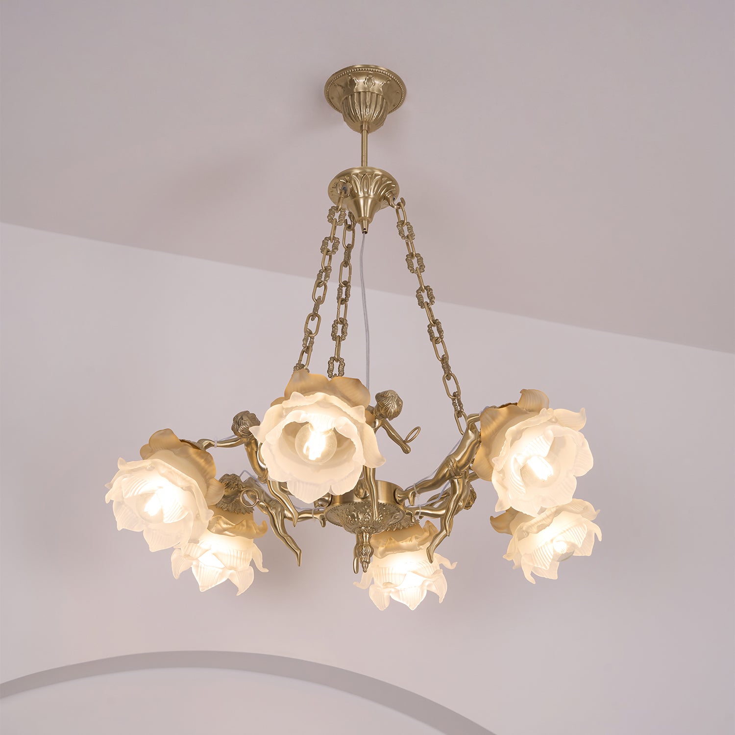 Putti Statuettes Brass Suspension - Blowlighting
