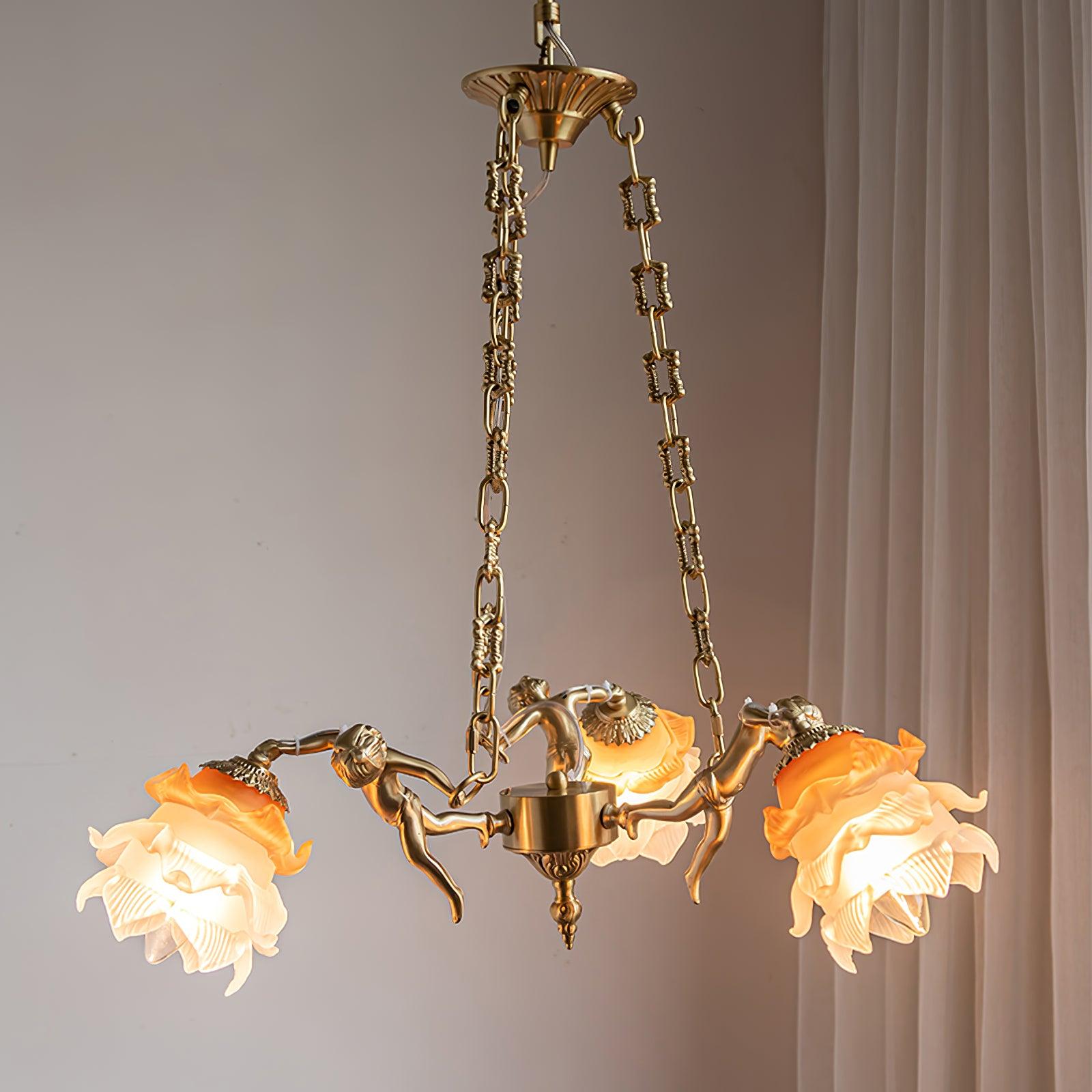 Putti Statuettes Brass Suspension - Blowlighting