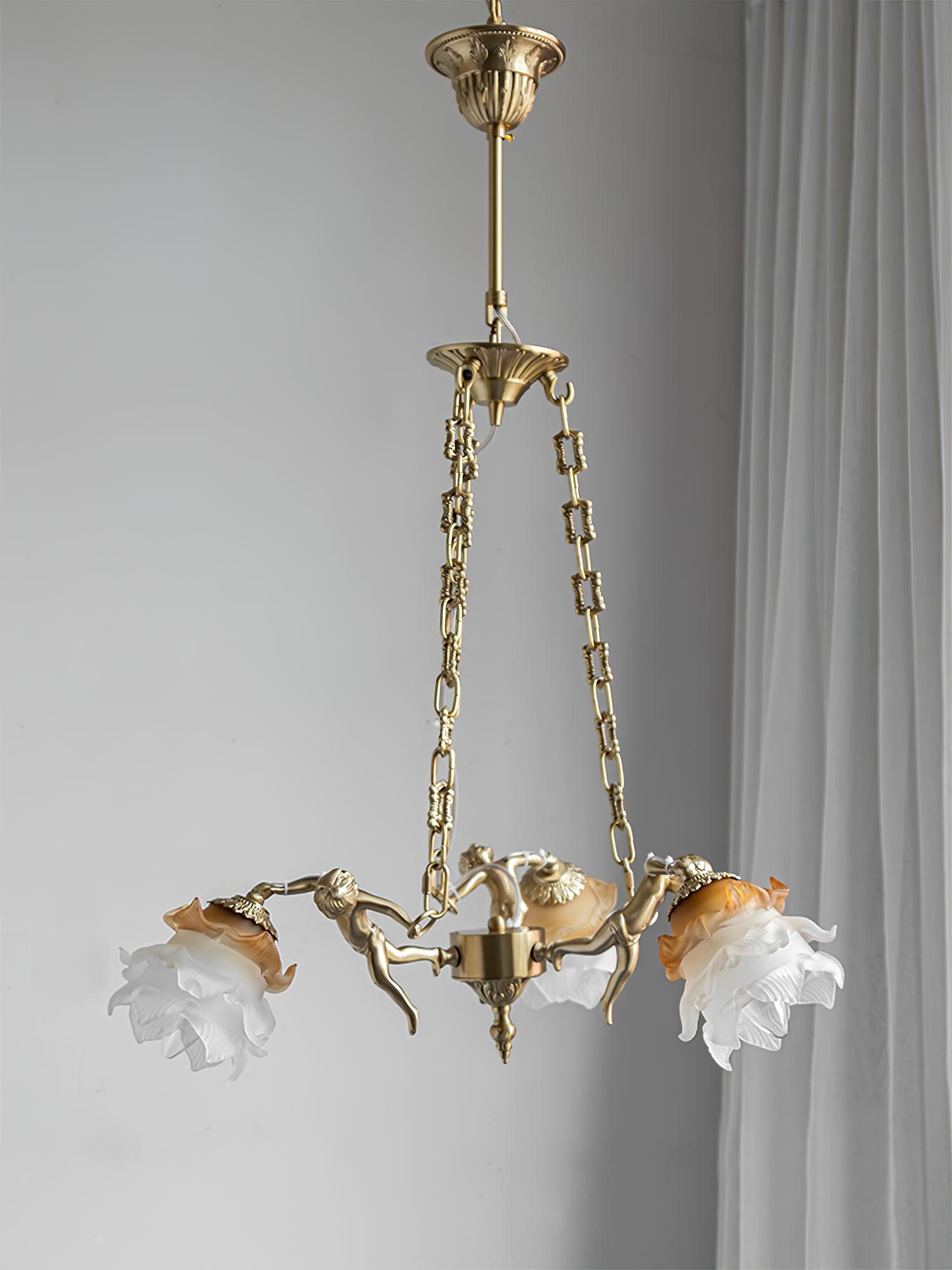 Putti Statuettes Brass Suspension - Blowlighting