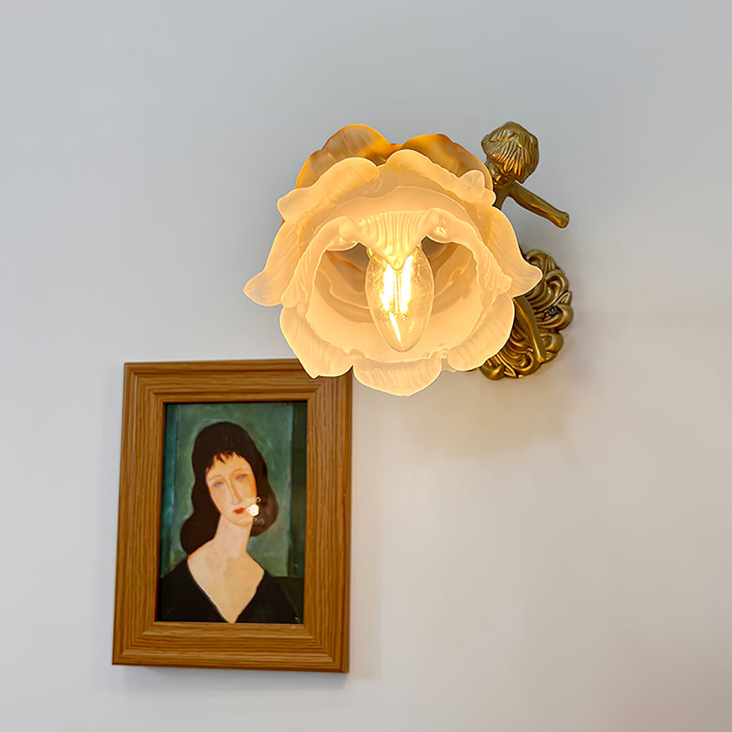Valentina Lampada da Parete a Forma di Rosa in Vetro