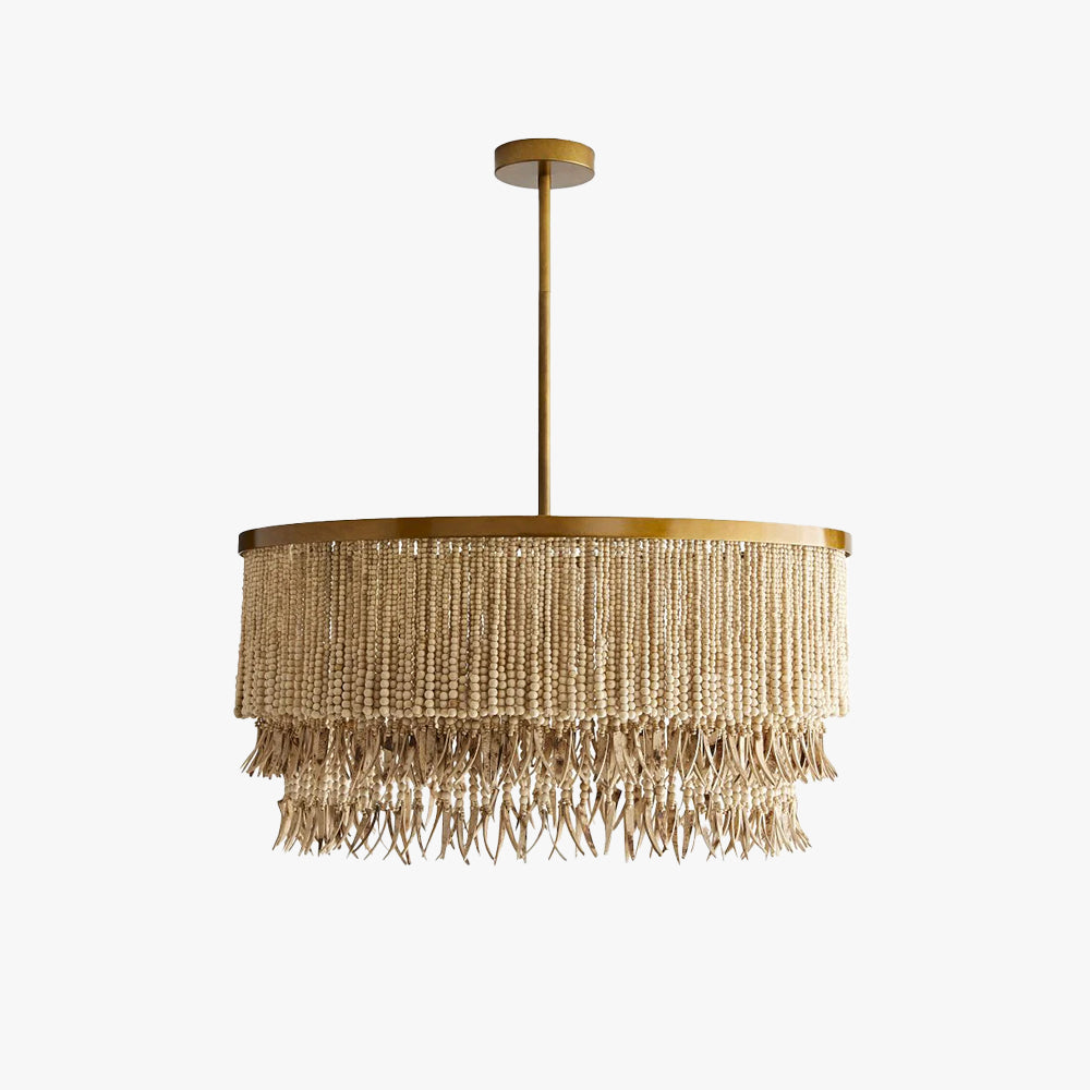 Silva Lampadario in Legno e Perline di Cocco