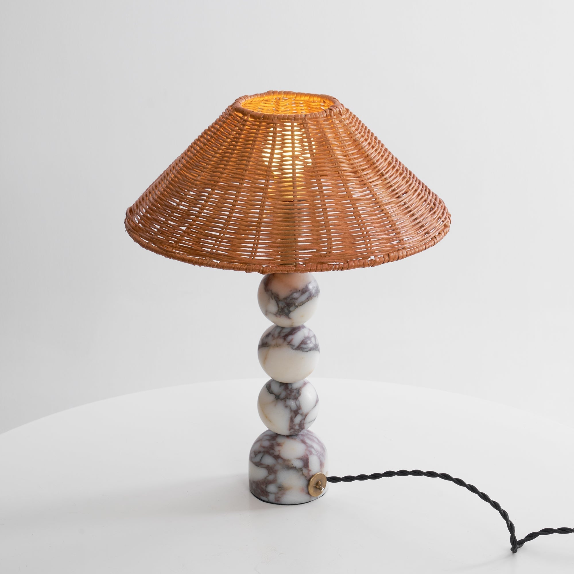 Rattan Marble Table Lamp - Lamp Copper