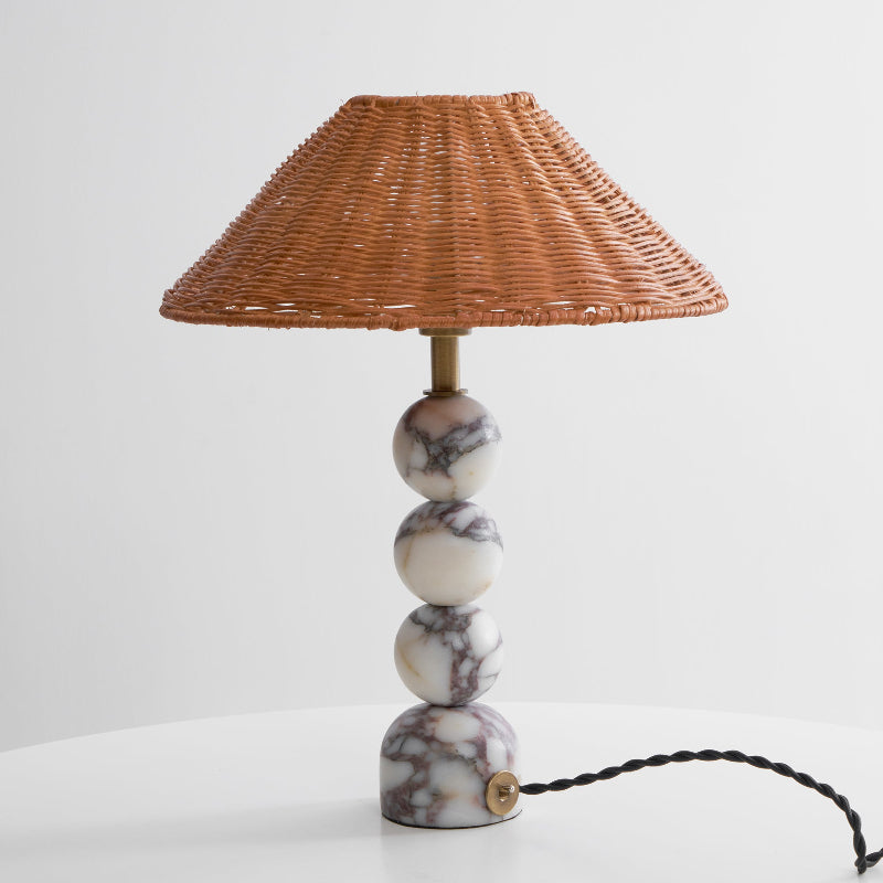 Rattan Marble Table Lamp - Lamp Copper