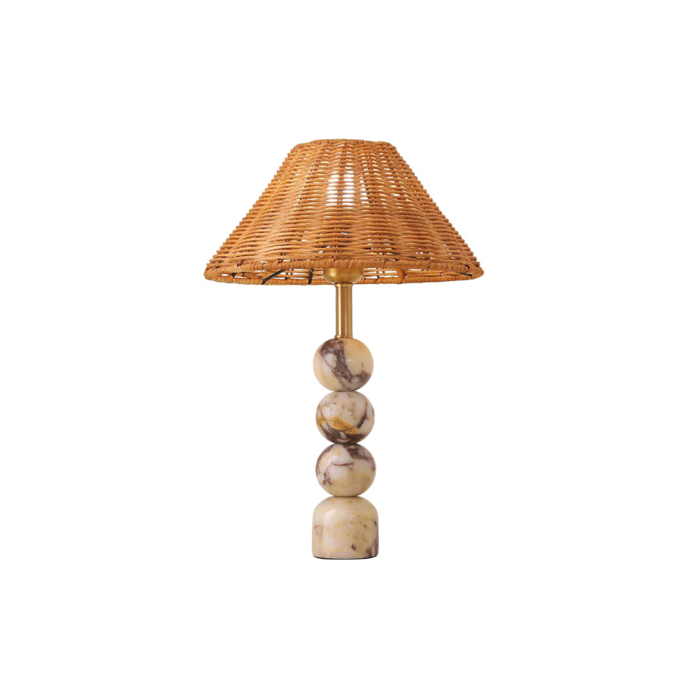 Rattan Marble Table Lamp - Lamp Copper