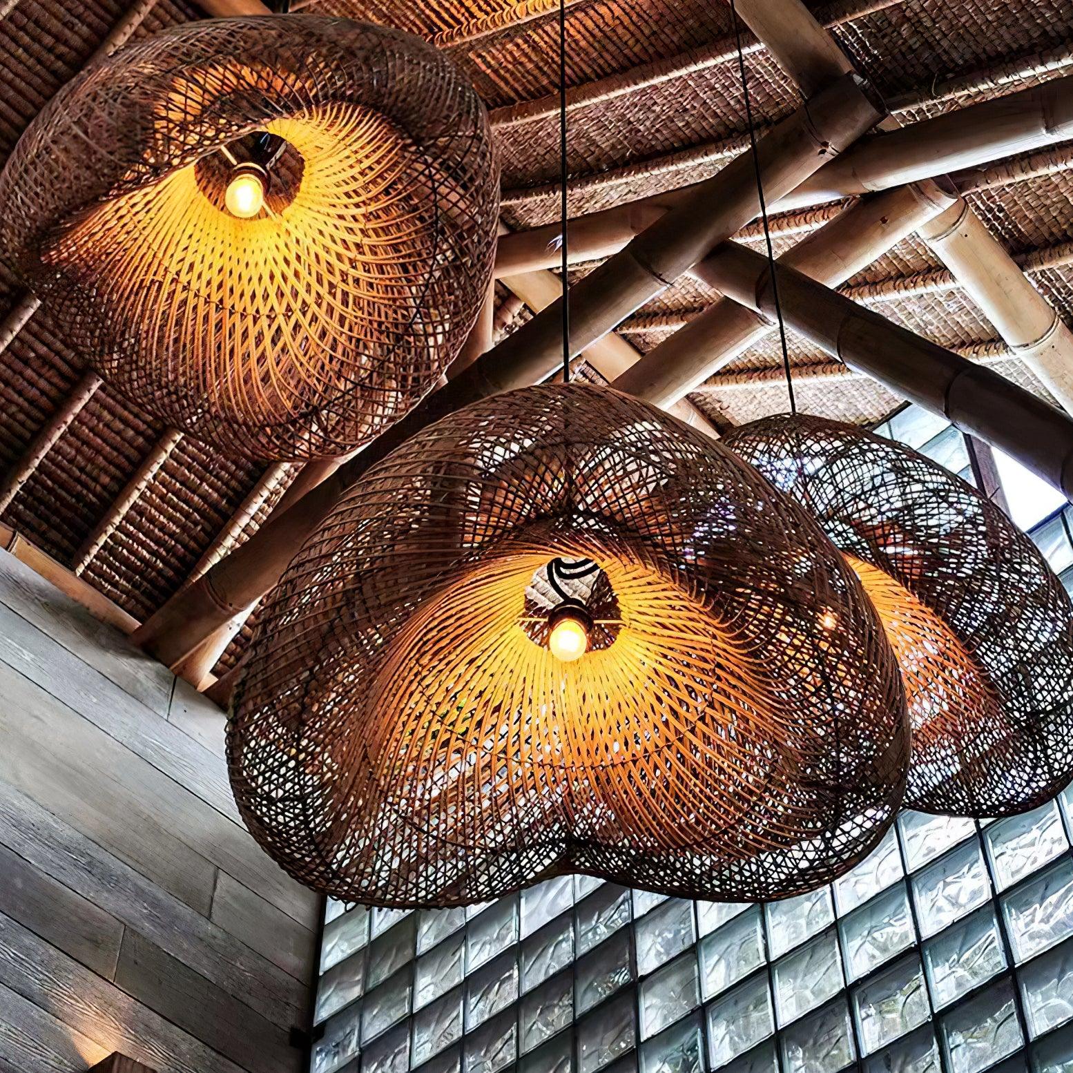Ritta Lampada a Sospensione Rustica in Rattan Ritta