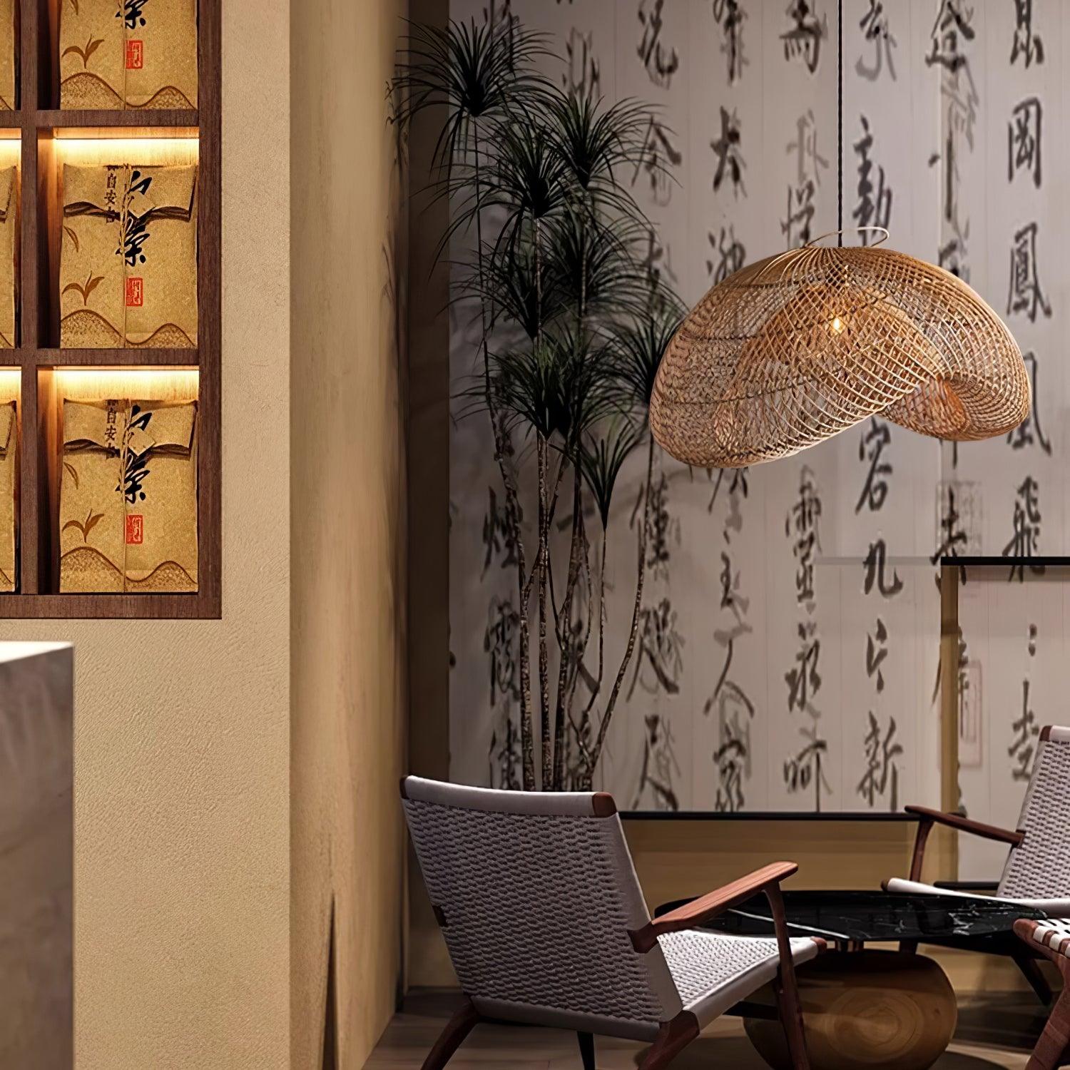 Ritta Lampada a Sospensione Rustica in Rattan Ritta