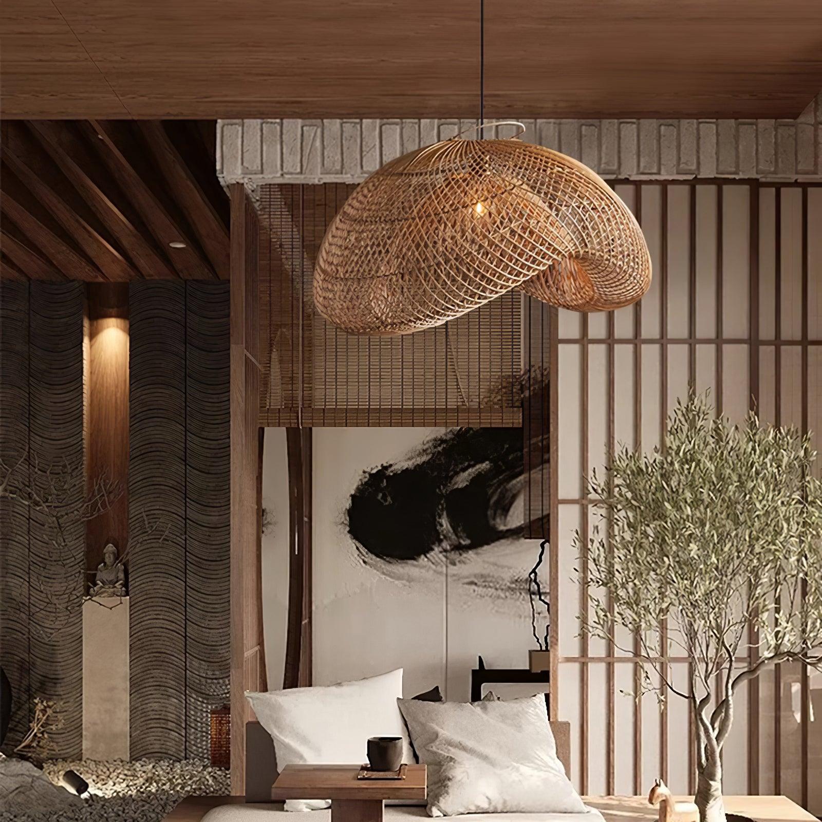 Ritta Lampada a Sospensione Rustica in Rattan Ritta