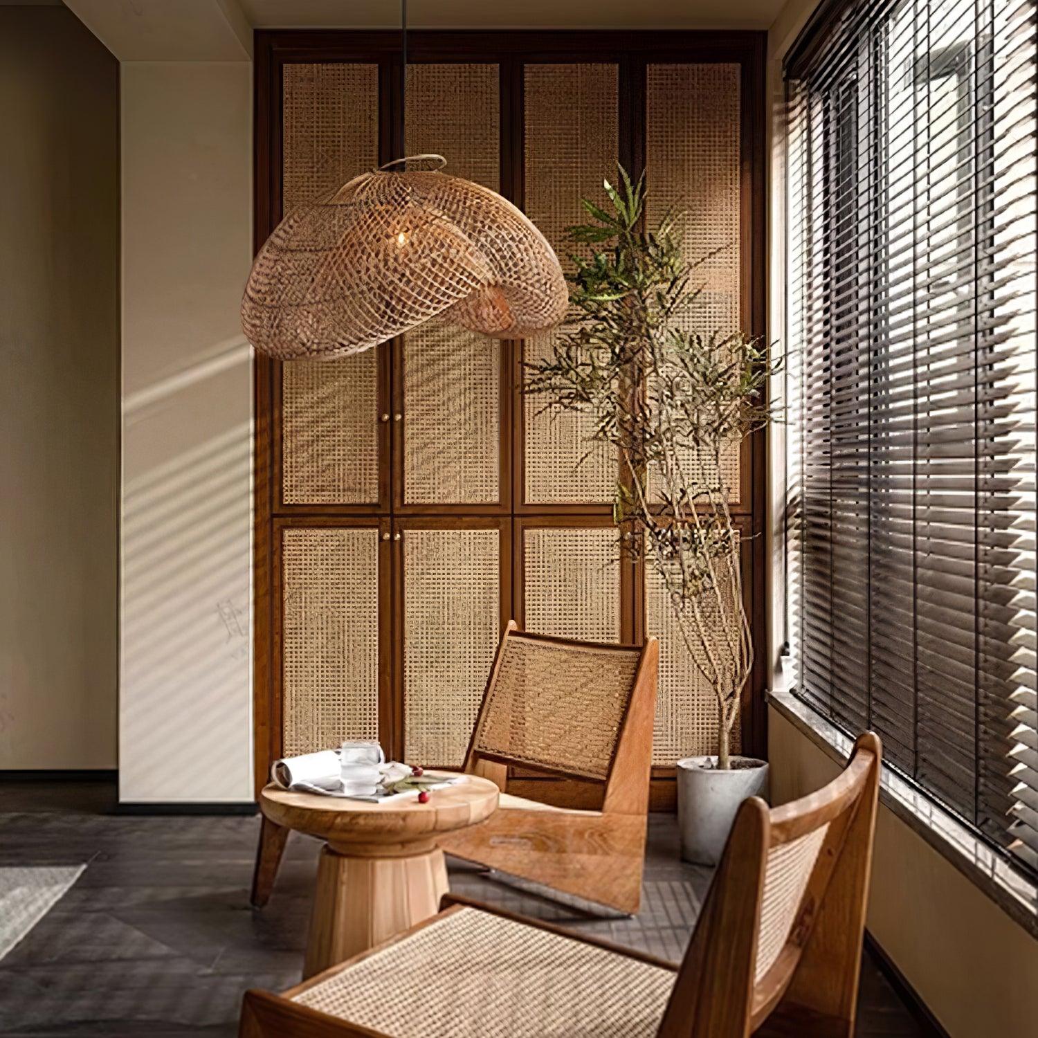 Ritta Lampada a Sospensione Rustica in Rattan Ritta