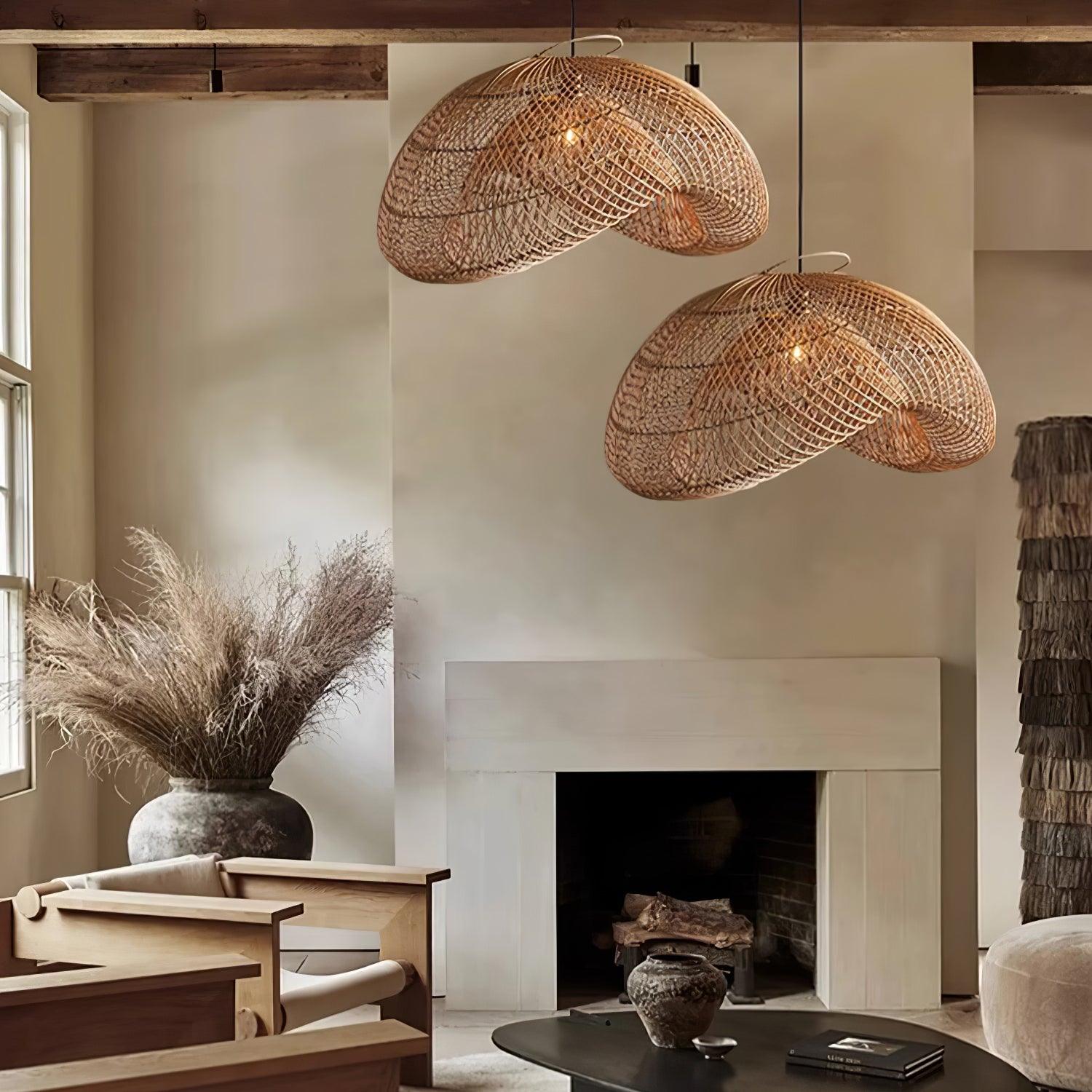 Ritta Lampada a Sospensione Rustica in Rattan Ritta