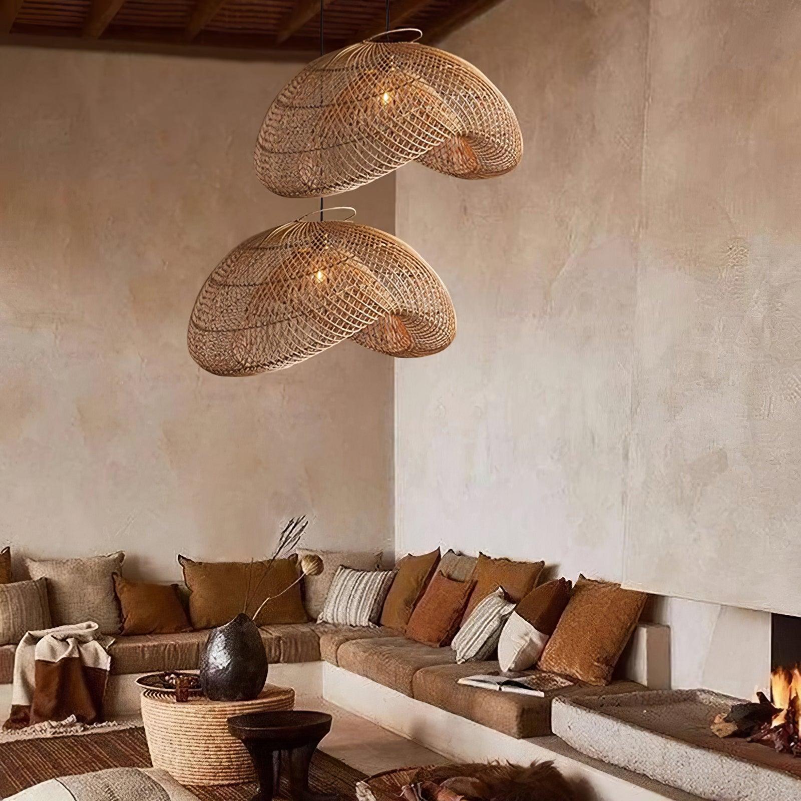 Ritta Lampada a Sospensione Rustica in Rattan Ritta