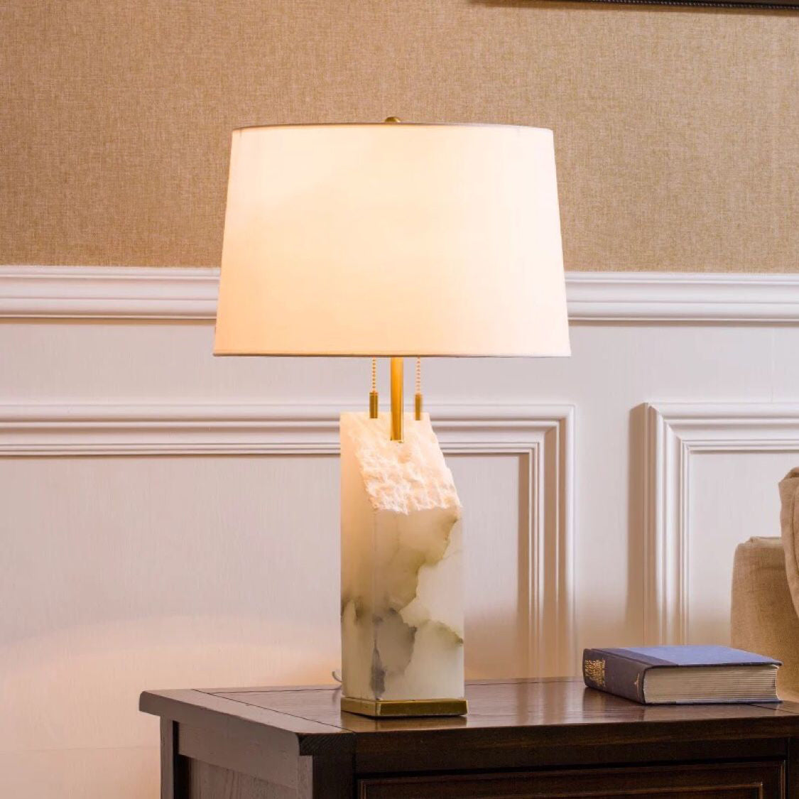 Raw Alabaster Table Lamp - Lamp Copper