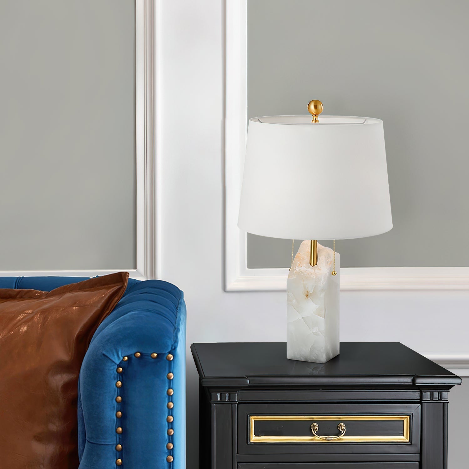 Raw Alabaster Table Lamp - Lamp Copper