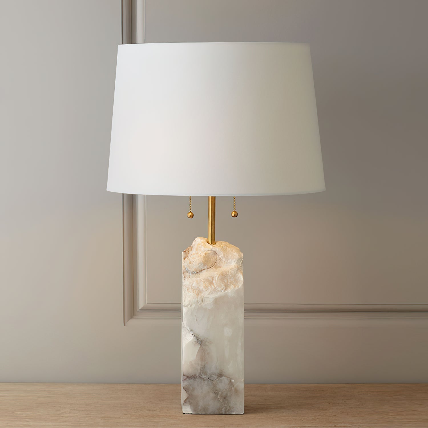 Raw Alabaster Table Lamp - Lamp Copper