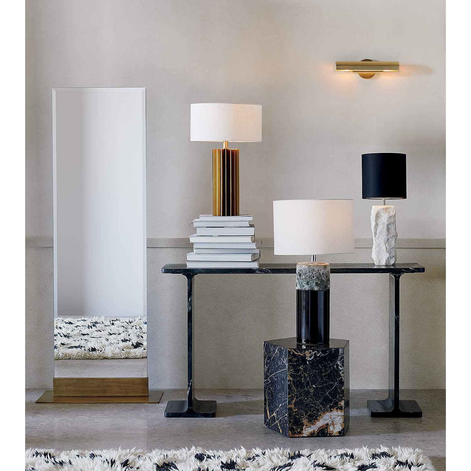 Raw Marble Table Lamp - Lamp Copper