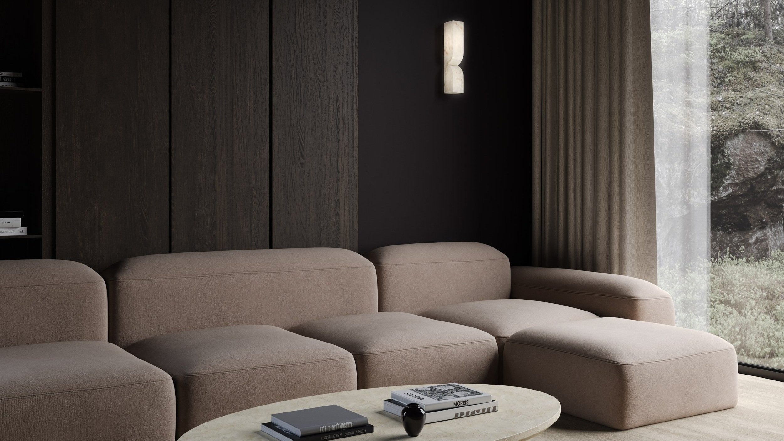 Lyvenisra Modern Minimalist Rectangular Alabaster Wall Lamp - Lamp Copper