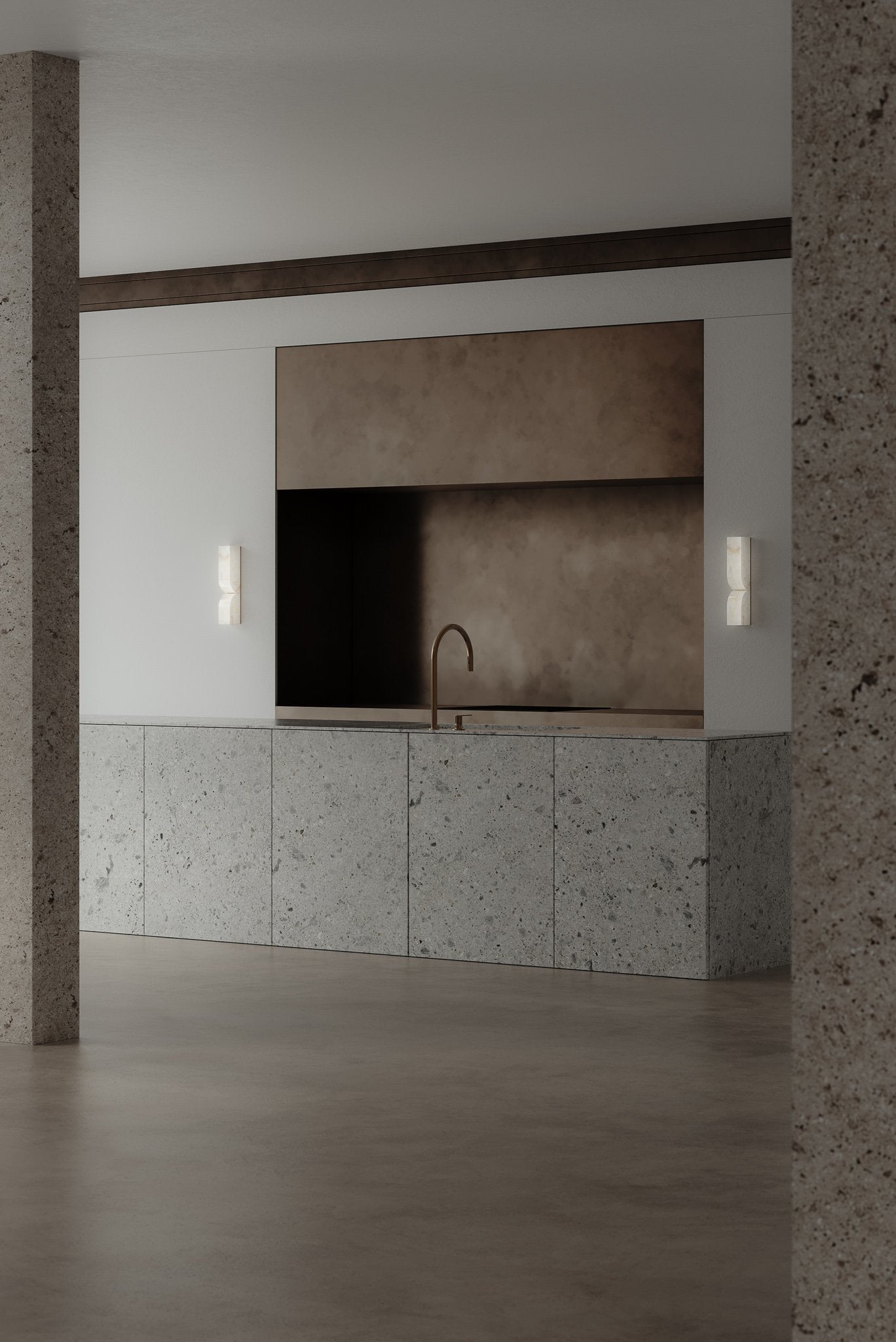 Lyvenisra Modern Minimalist Rectangular Alabaster Wall Lamp - Lamp Copper